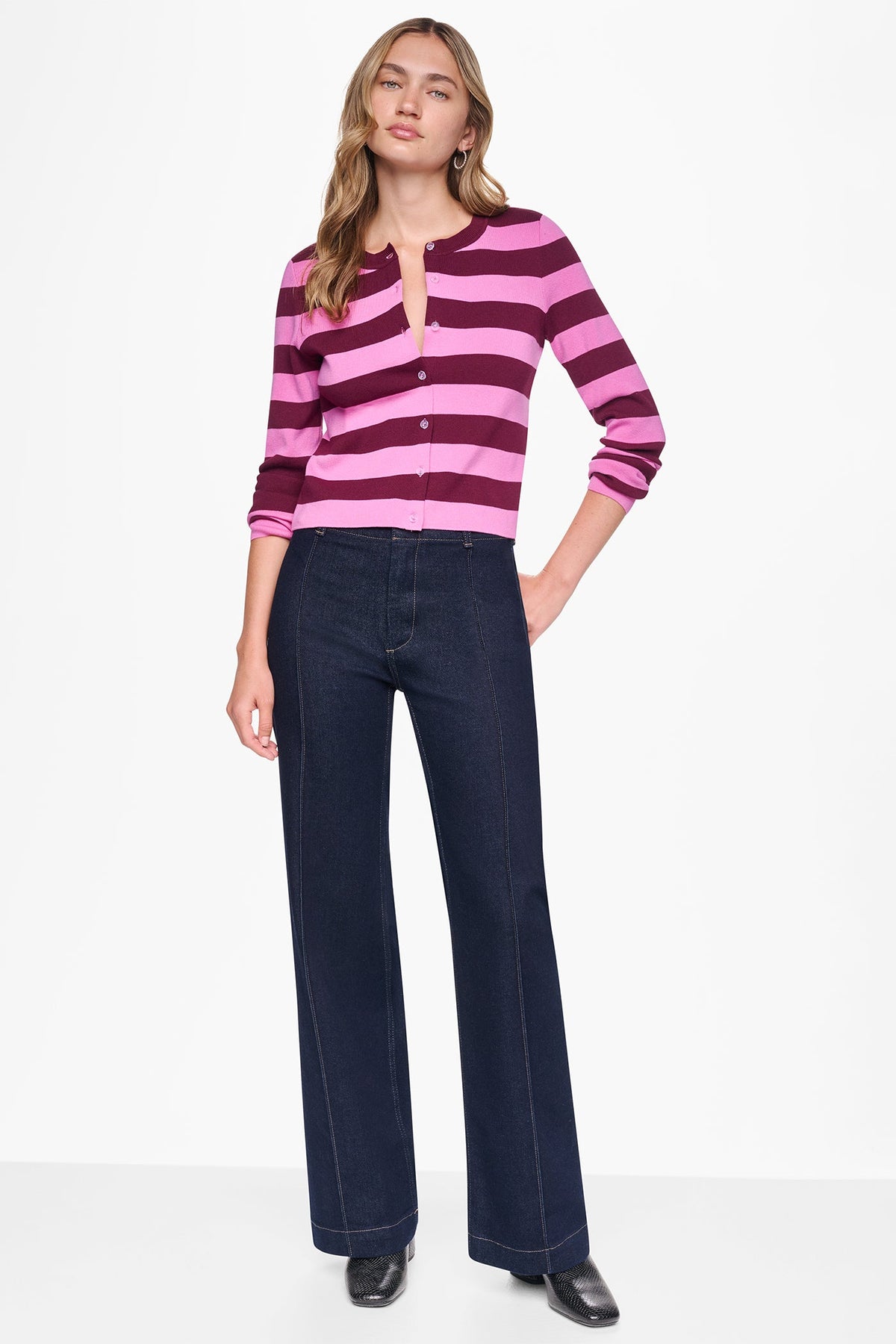 CROPPED STRIPED CARDIGAN
