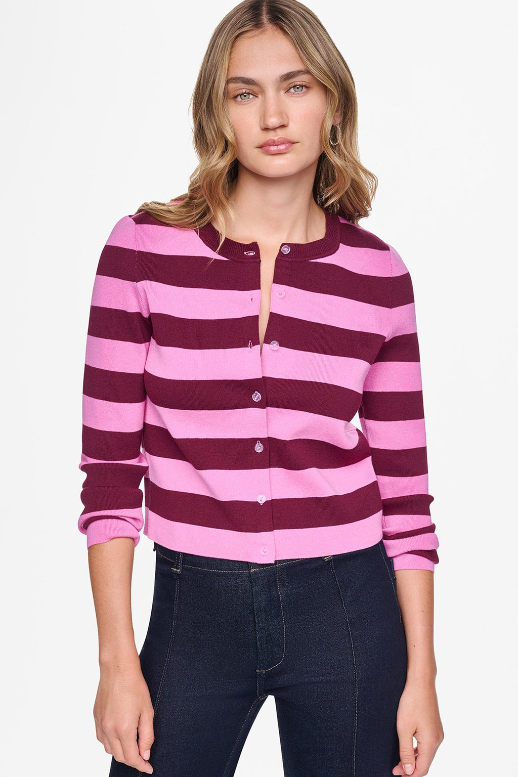 CROPPED STRIPED CARDIGAN