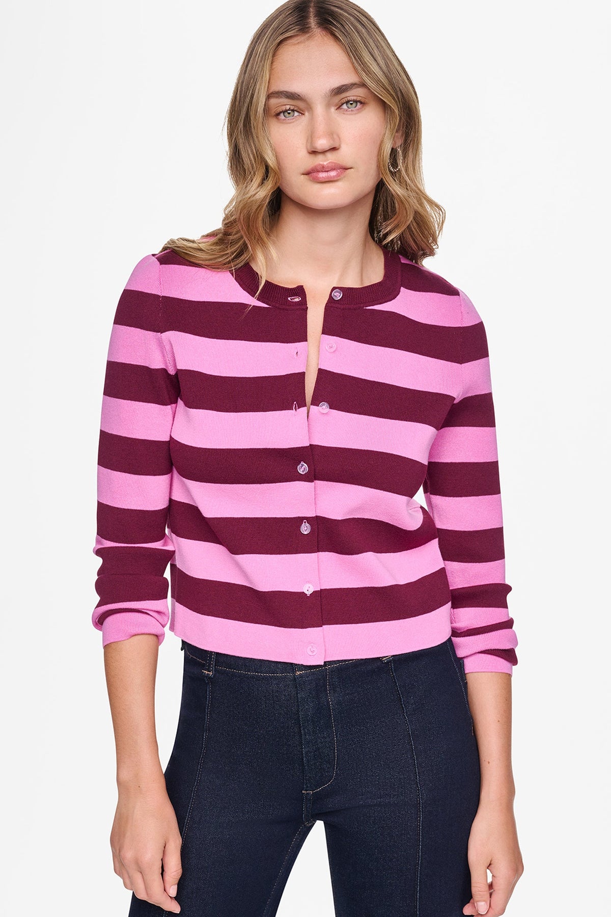 CROPPED STRIPED CARDIGAN