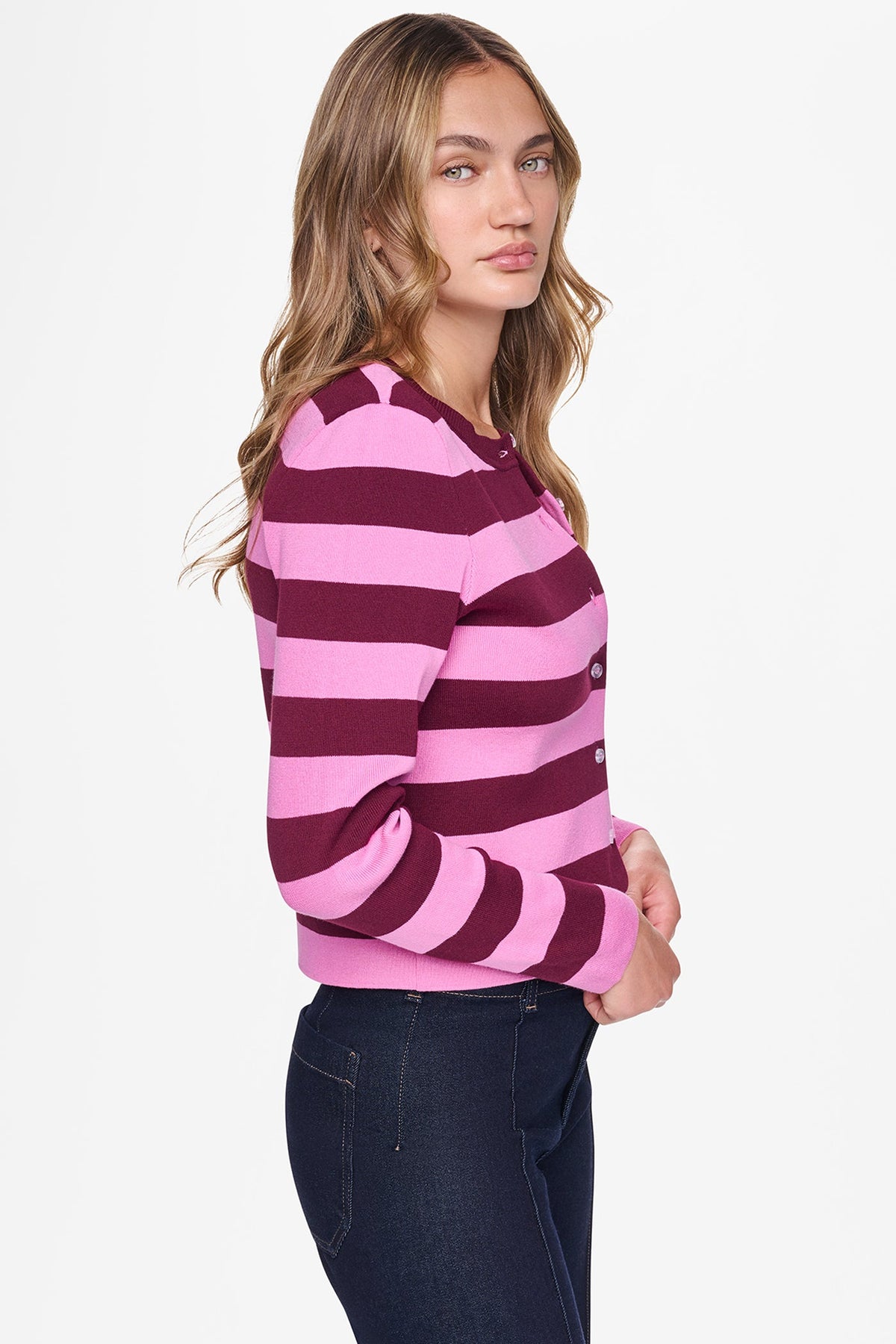 CROPPED STRIPED CARDIGAN