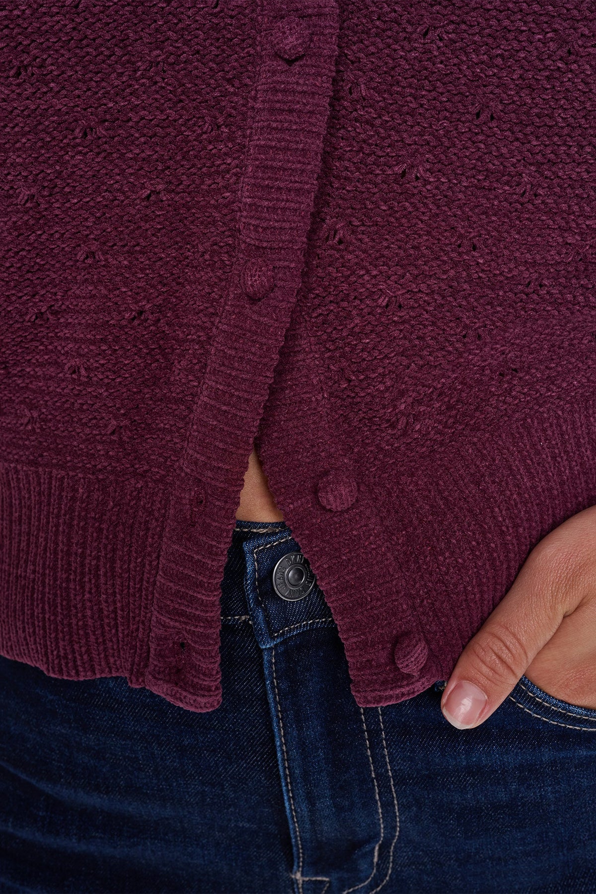 ELBOW SLEEVE CHENILLE CARDIGAN