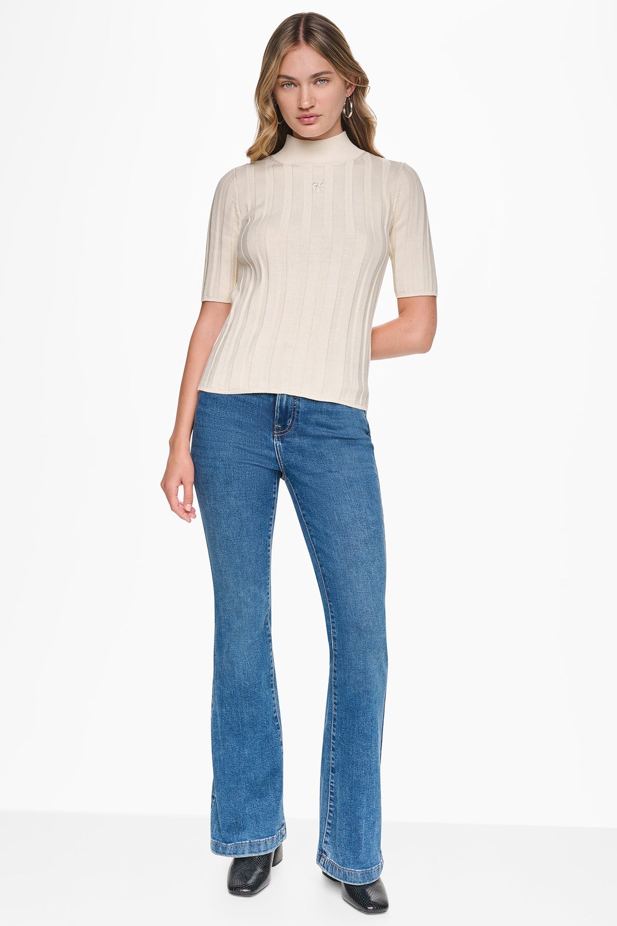 ELBOW SLEEVE WIDE RIB SWEATER