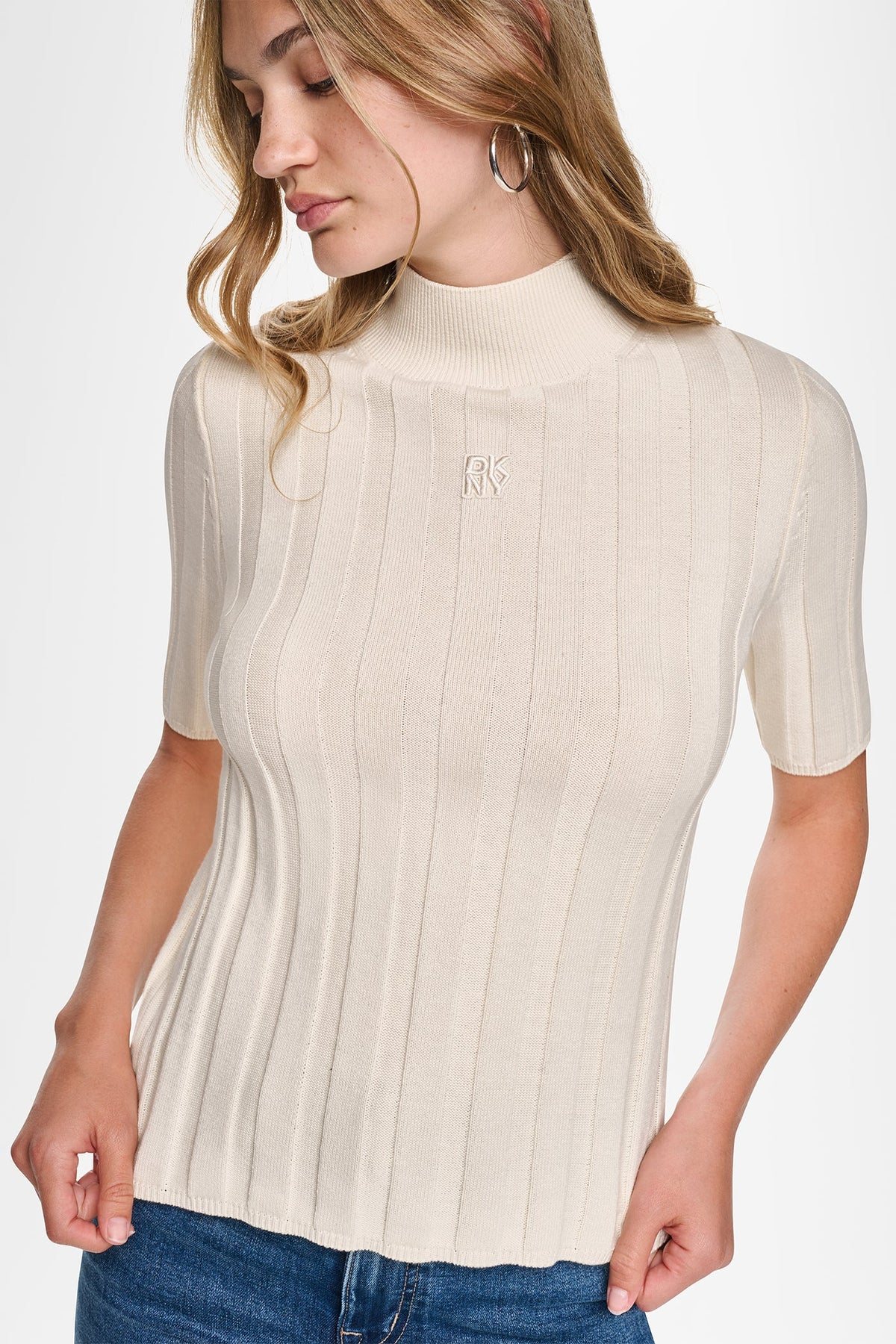 ELBOW SLEEVE WIDE RIB SWEATER