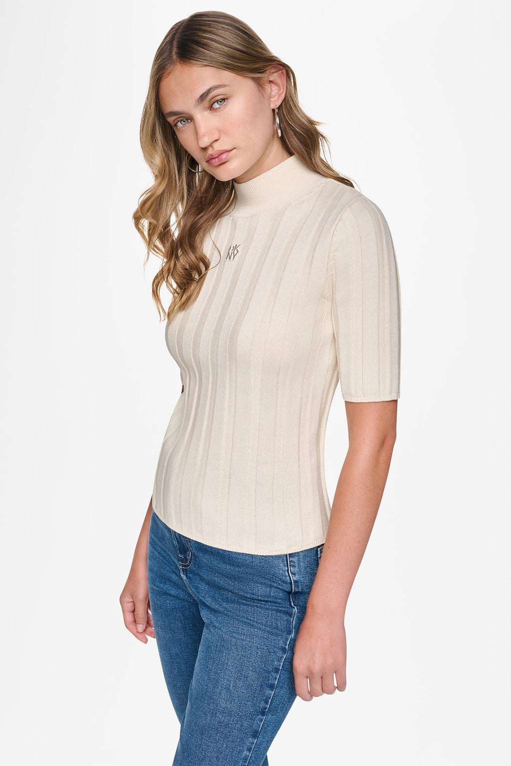 ELBOW SLEEVE WIDE RIB SWEATER