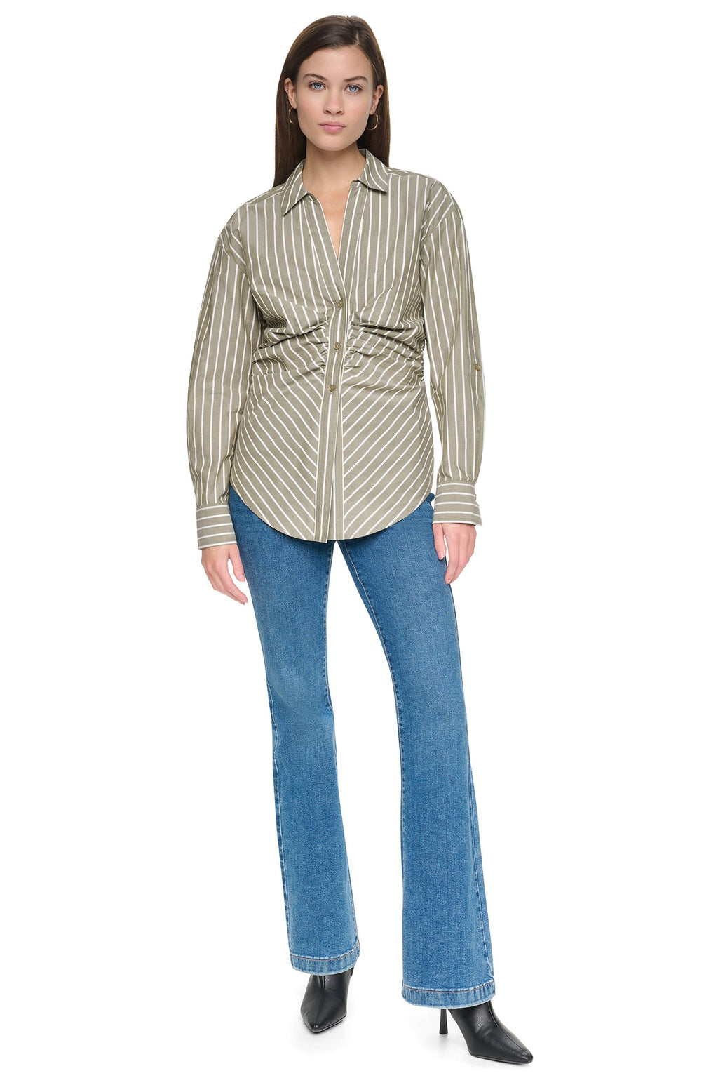 STRIPED RUCHED SHIRT