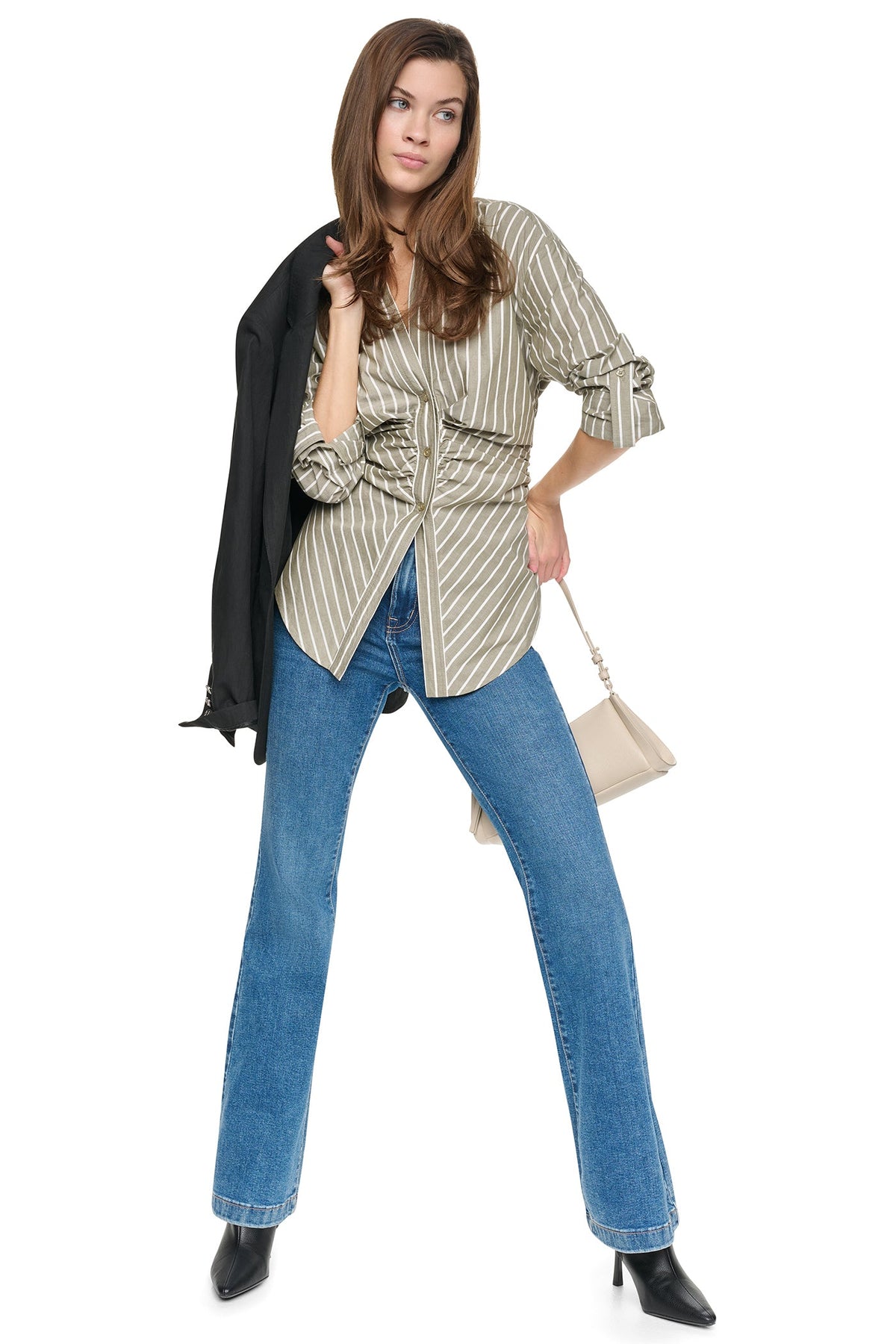 STRIPED RUCHED SHIRT