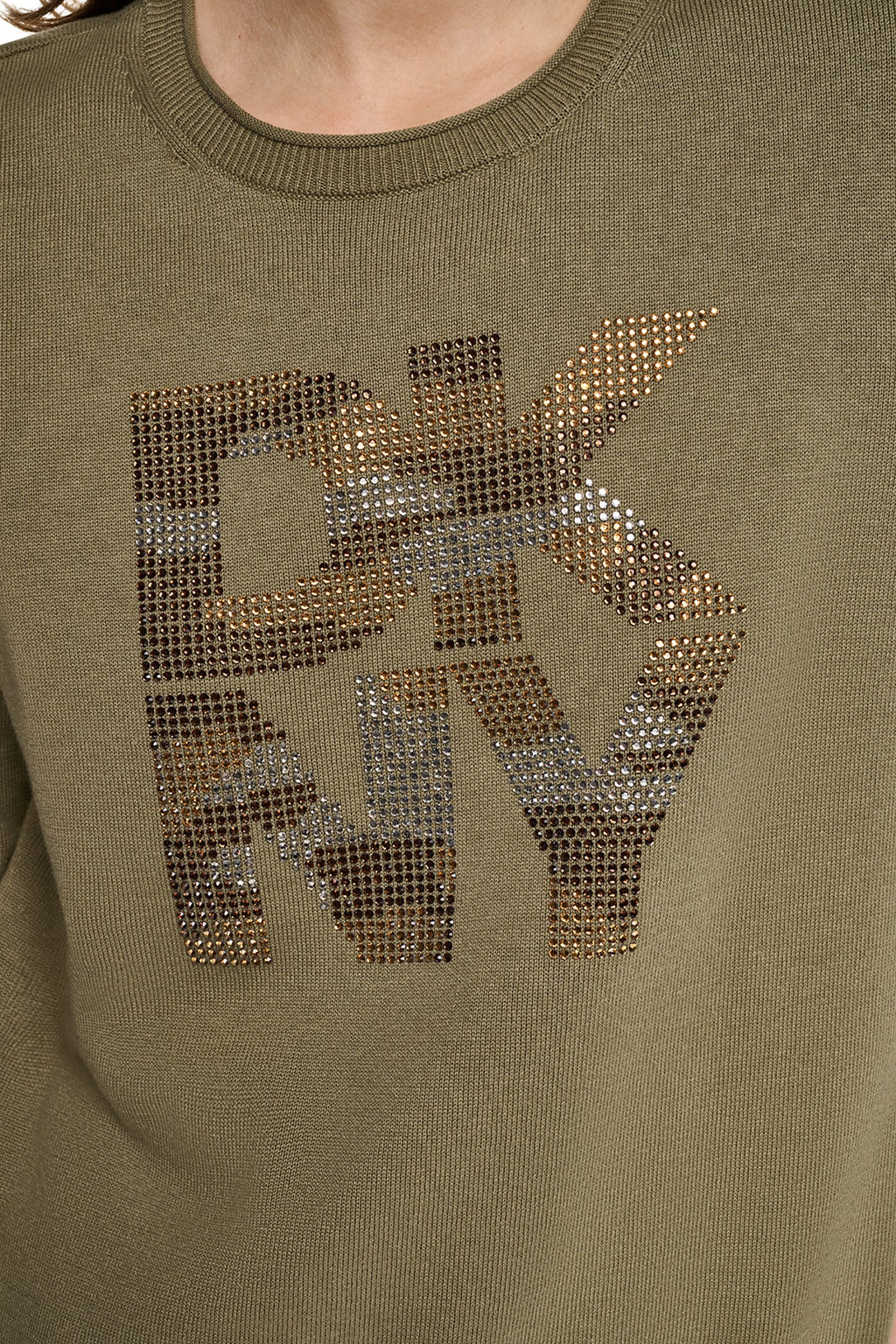 CAMO RHINESTONE LOGO SWEATER
