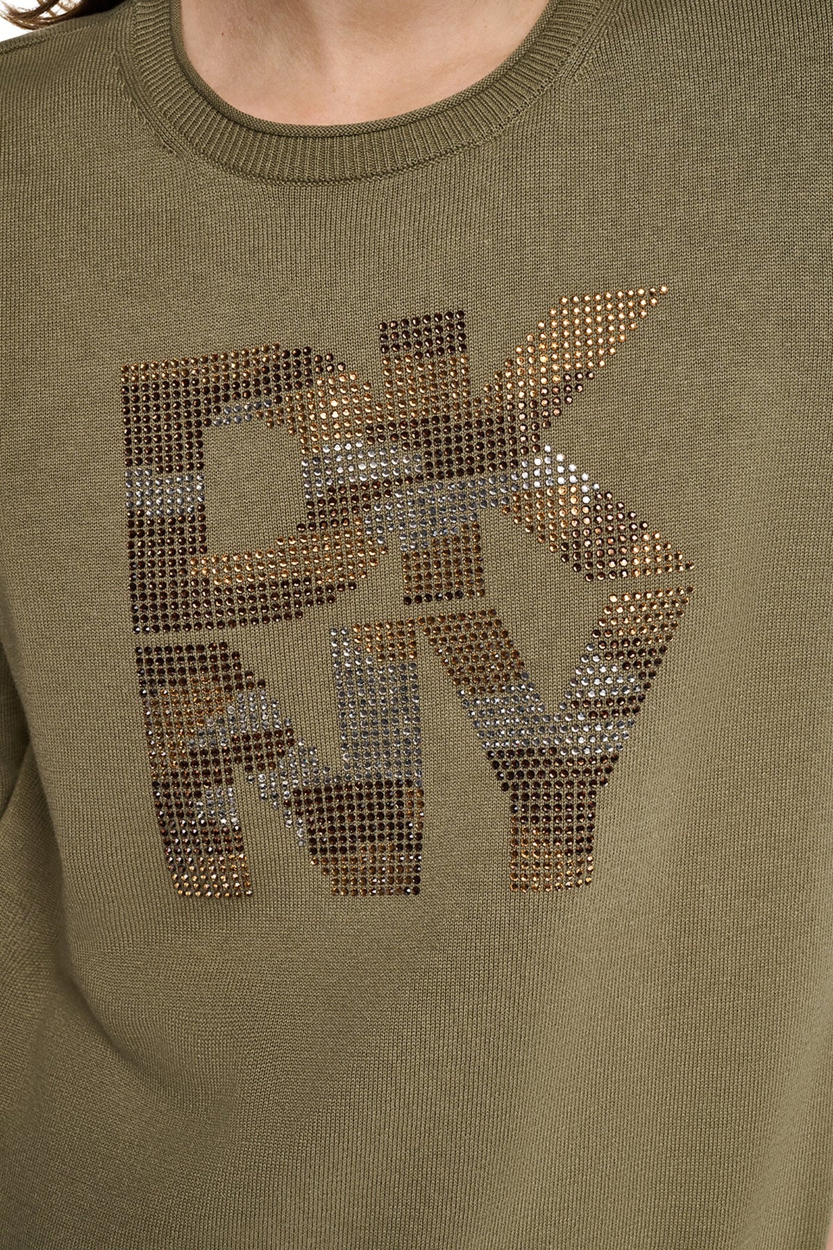 CAMO RHINESTONE LOGO SWEATER
