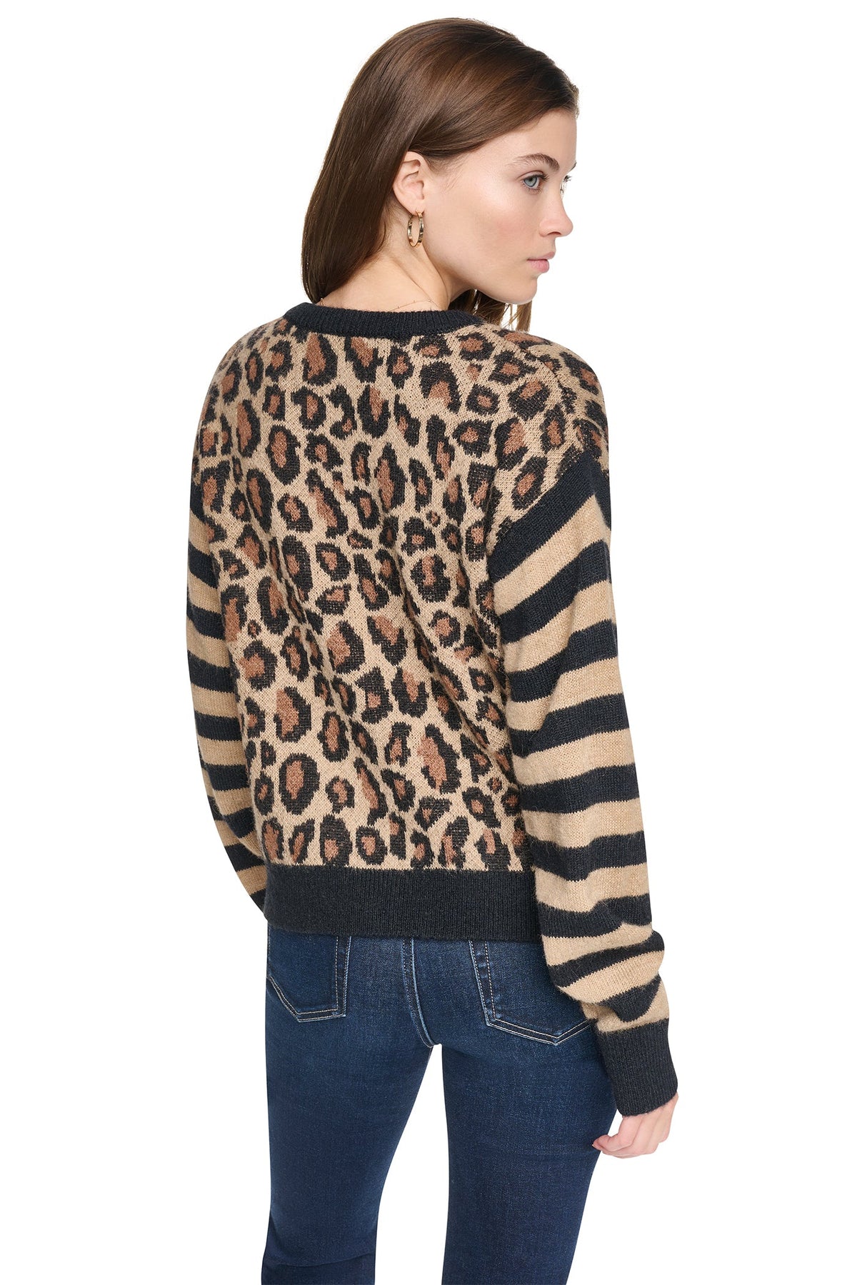 MIXED CHEETAH AND STRIPE CARDIGAN