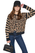 MIXED CHEETAH AND STRIPE CARDIGAN