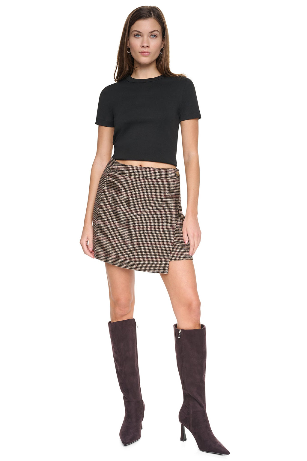 HOUNDSTOOTH MINI WRAP SKIRT