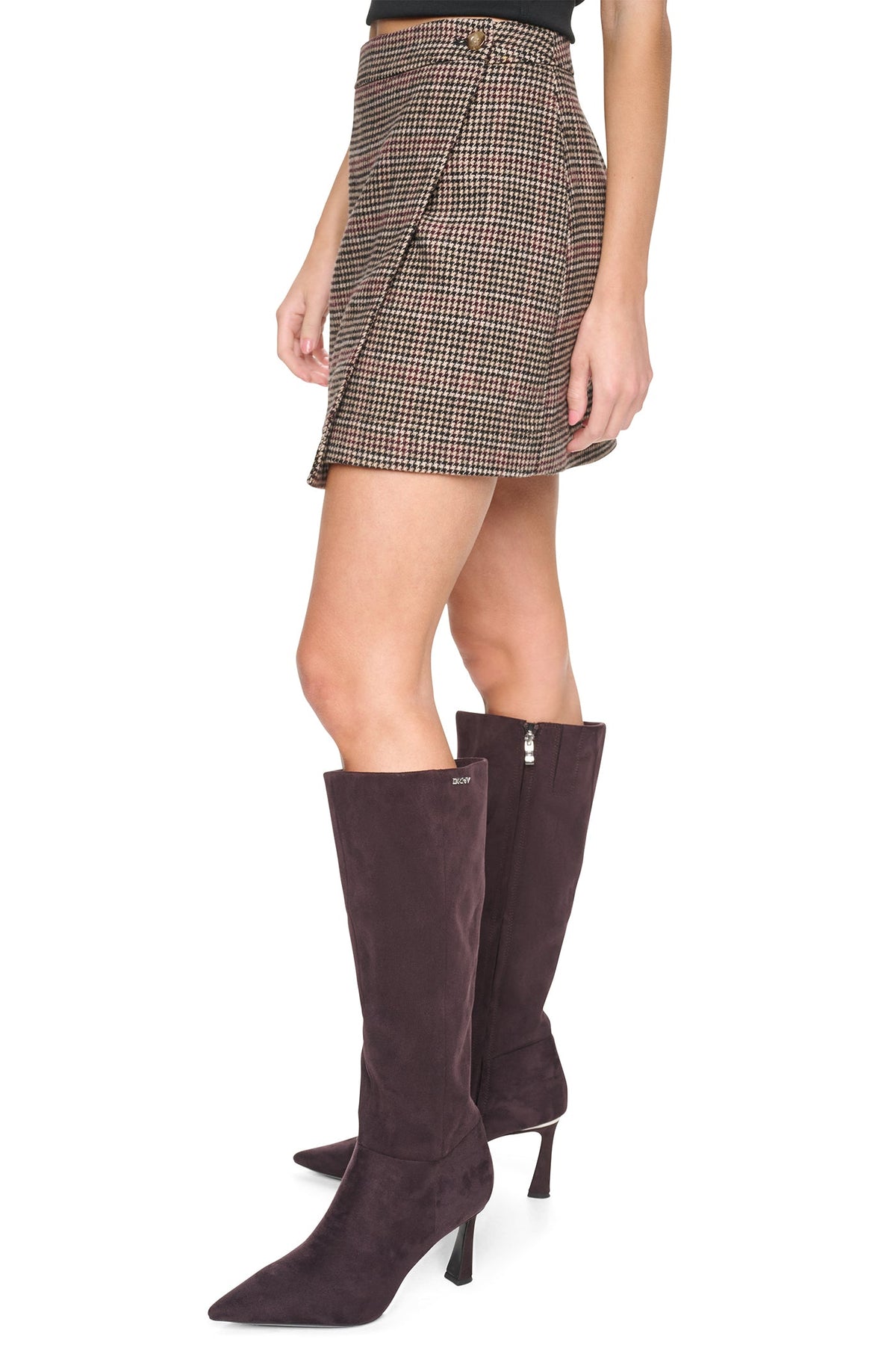 HOUNDSTOOTH MINI WRAP SKIRT
