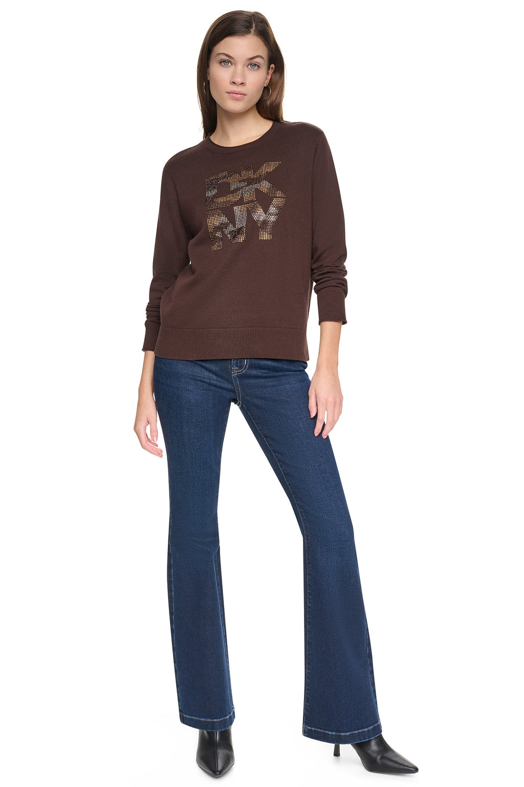 CAMO RHINESTONE LOGO SWEATER