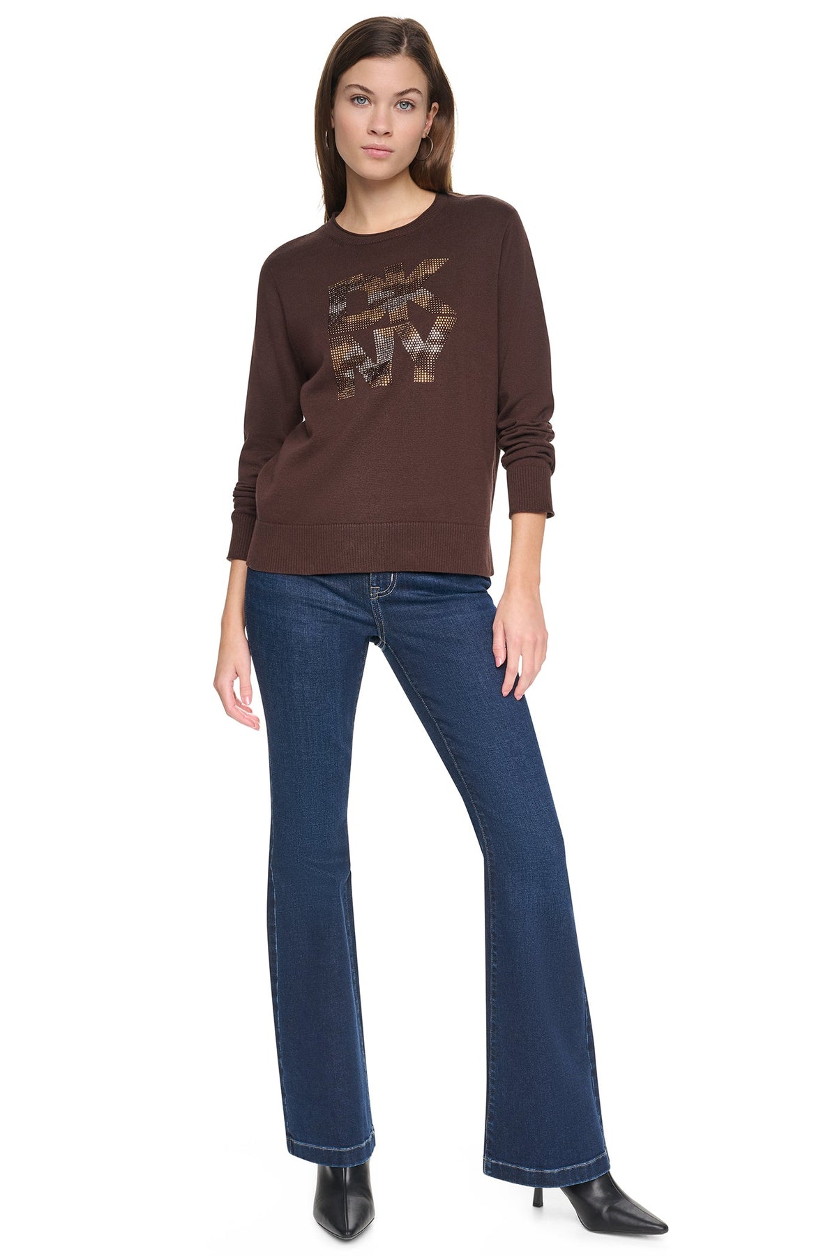 CAMO RHINESTONE LOGO SWEATER