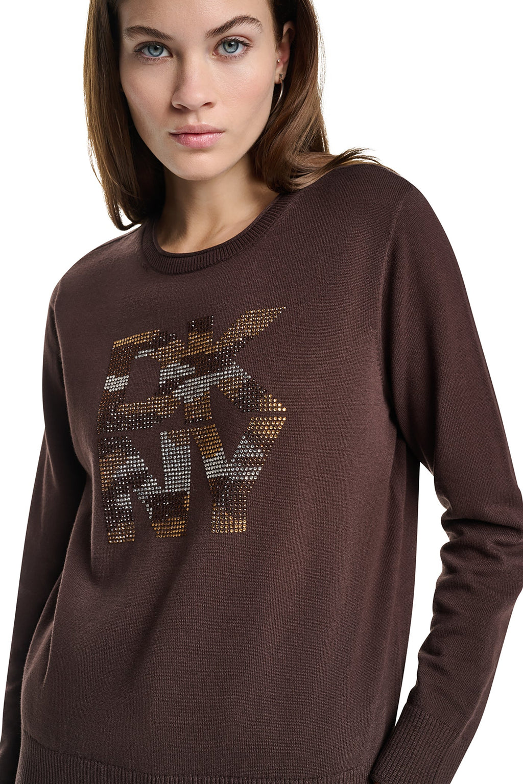 CAMO RHINESTONE LOGO SWEATER