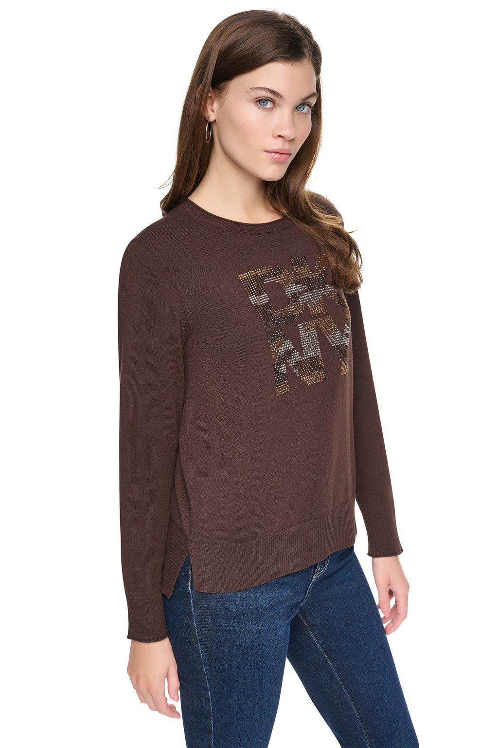 CAMO RHINESTONE LOGO SWEATER