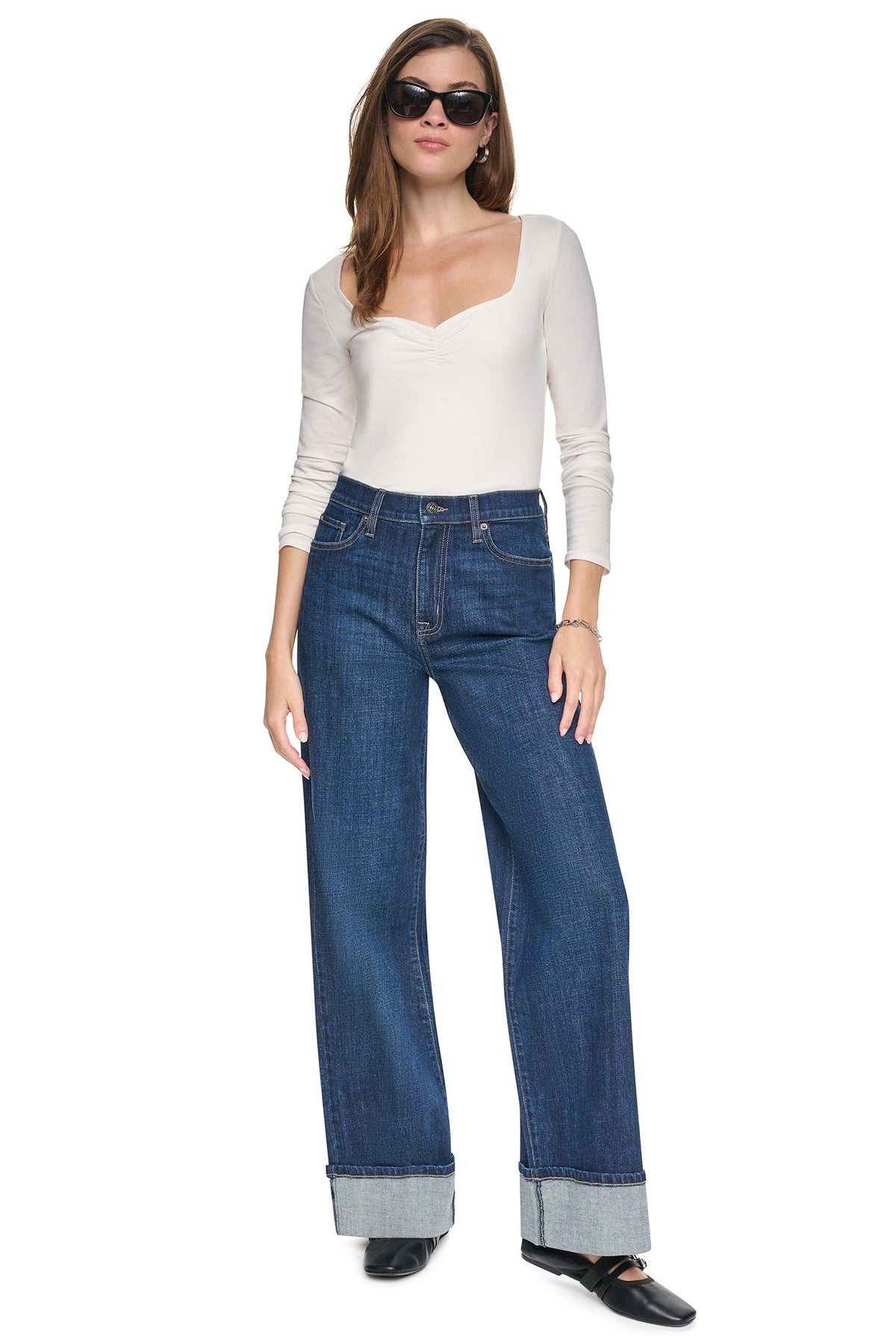 HIGH-RISE CUFFED WIDE LEG