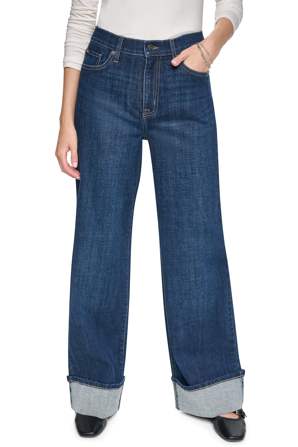 HIGH-RISE CUFFED WIDE LEG
