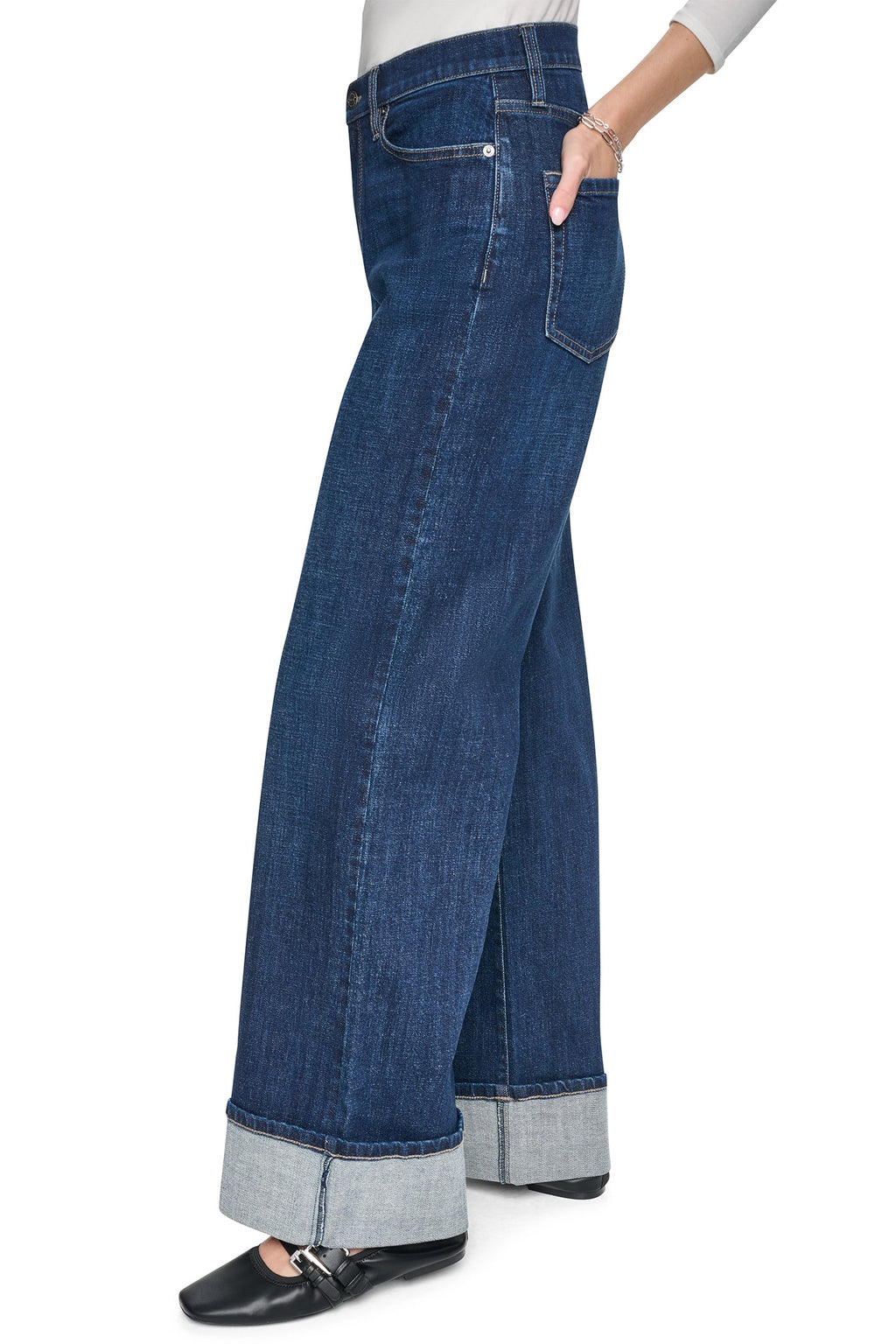 HIGH-RISE CUFFED WIDE LEG
