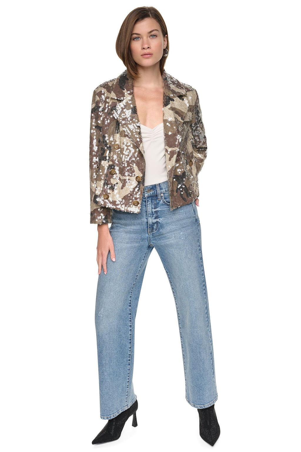 SEQUIN DOUBLE BREASTED TRENCH COAT
