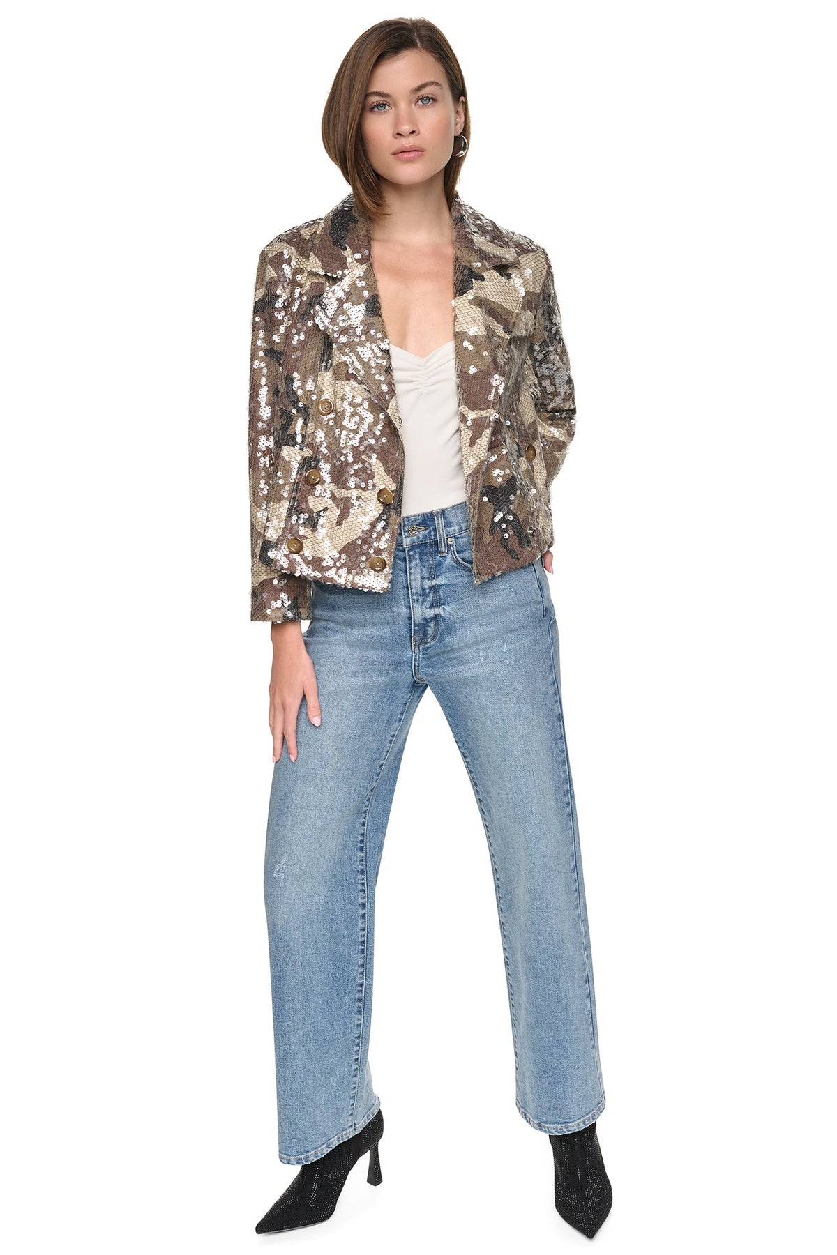 SEQUIN DOUBLE BREASTED TRENCH COAT