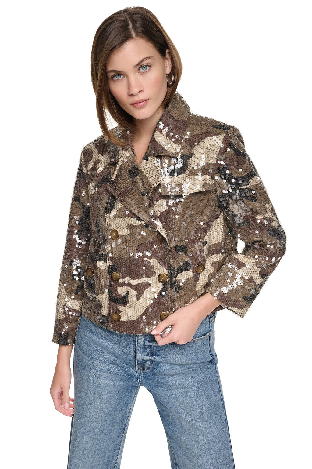 SEQUIN DOUBLE BREASTED TRENCH COAT