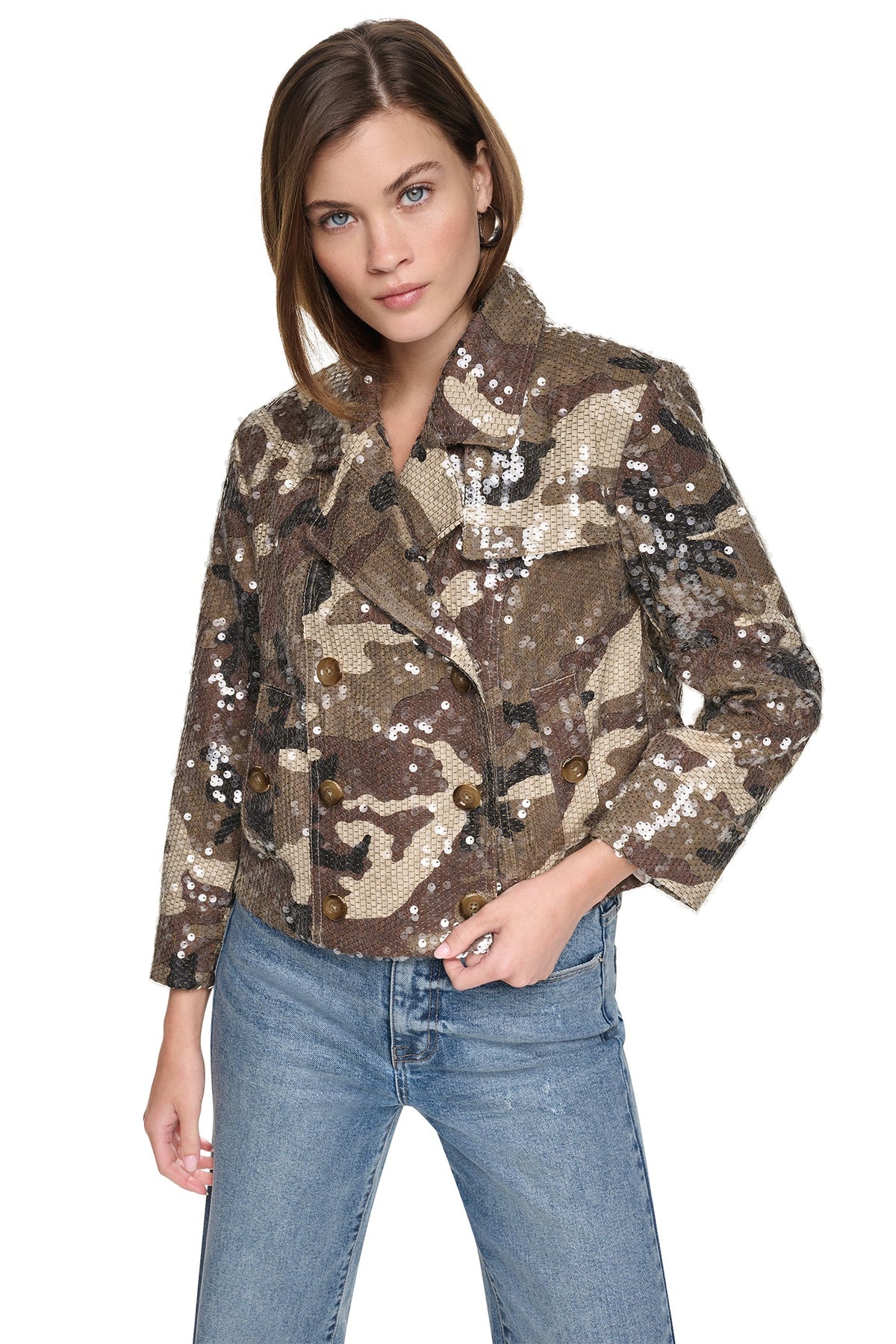 SEQUIN DOUBLE BREASTED TRENCH COAT
