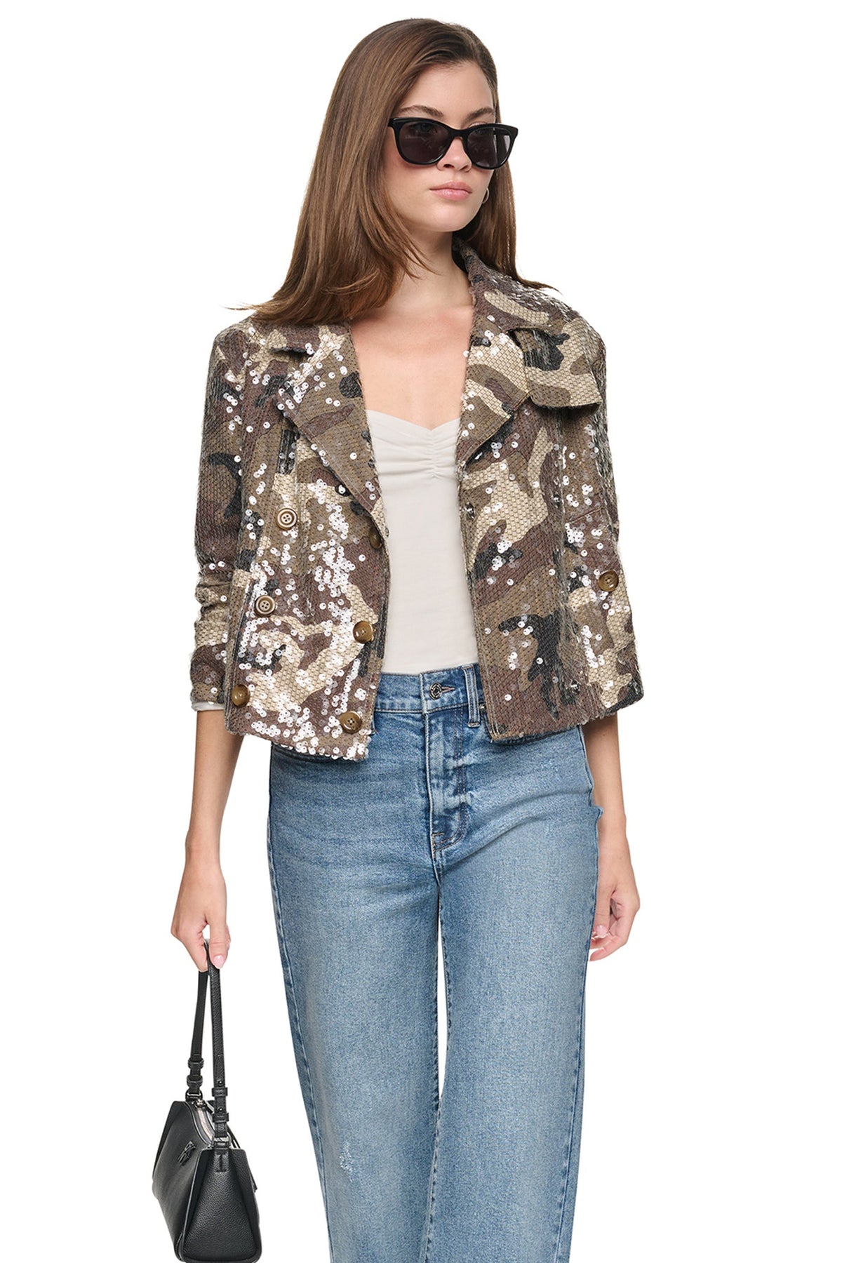 SEQUIN DOUBLE BREASTED TRENCH COAT