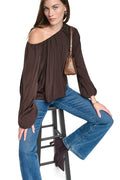 RAGLAN SLEEVE SHIRRED TOP