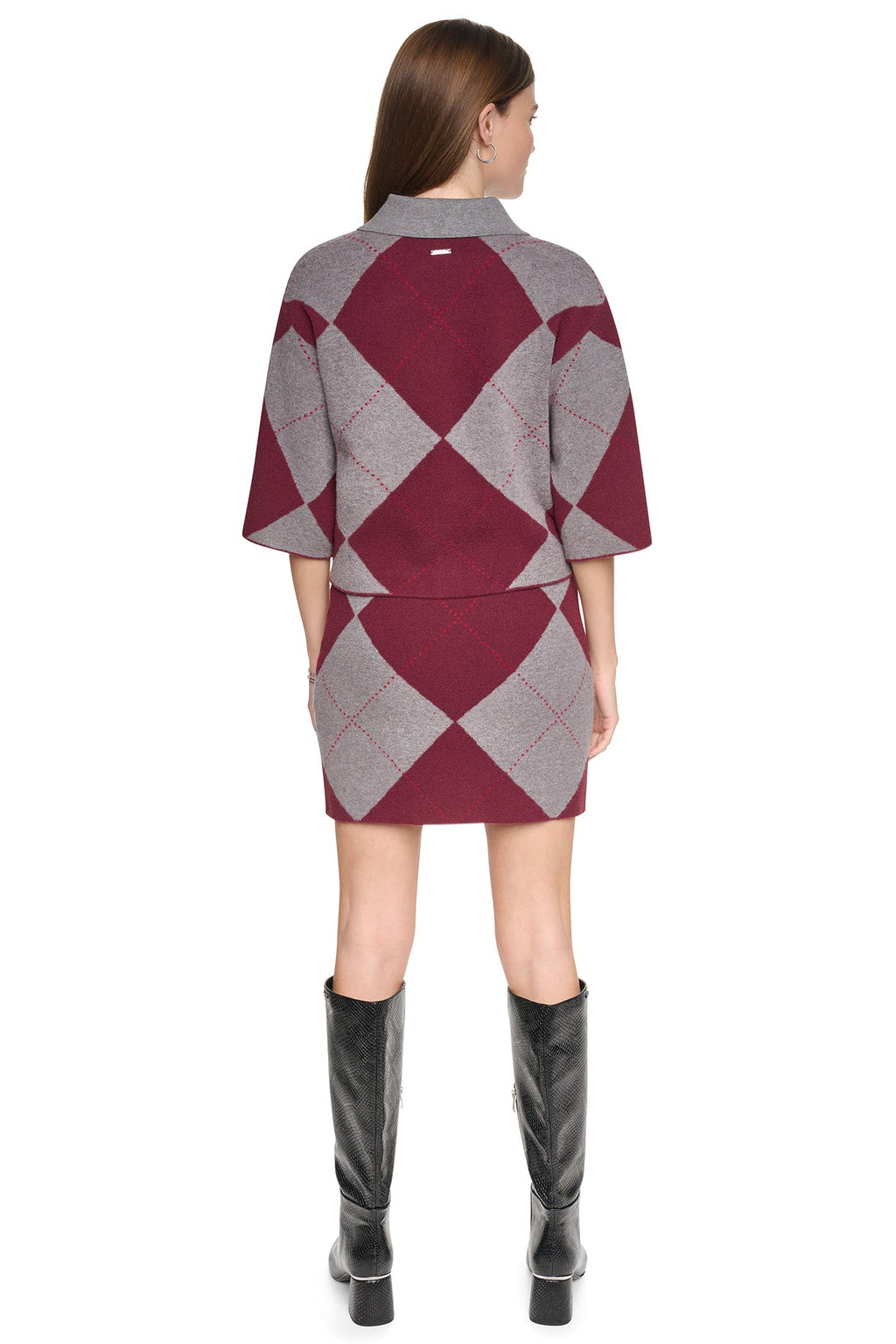 FUZZY ARGYLE CARDIGAN