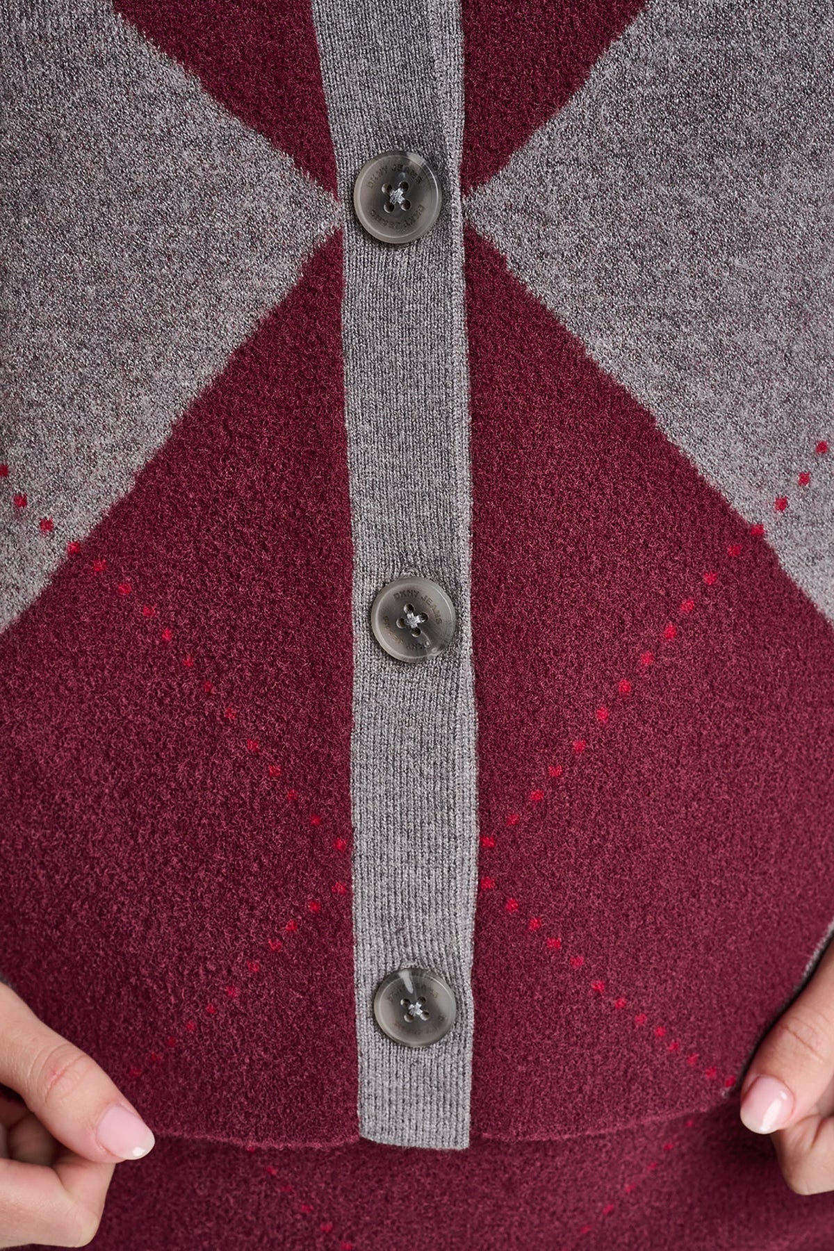 FUZZY ARGYLE CARDIGAN