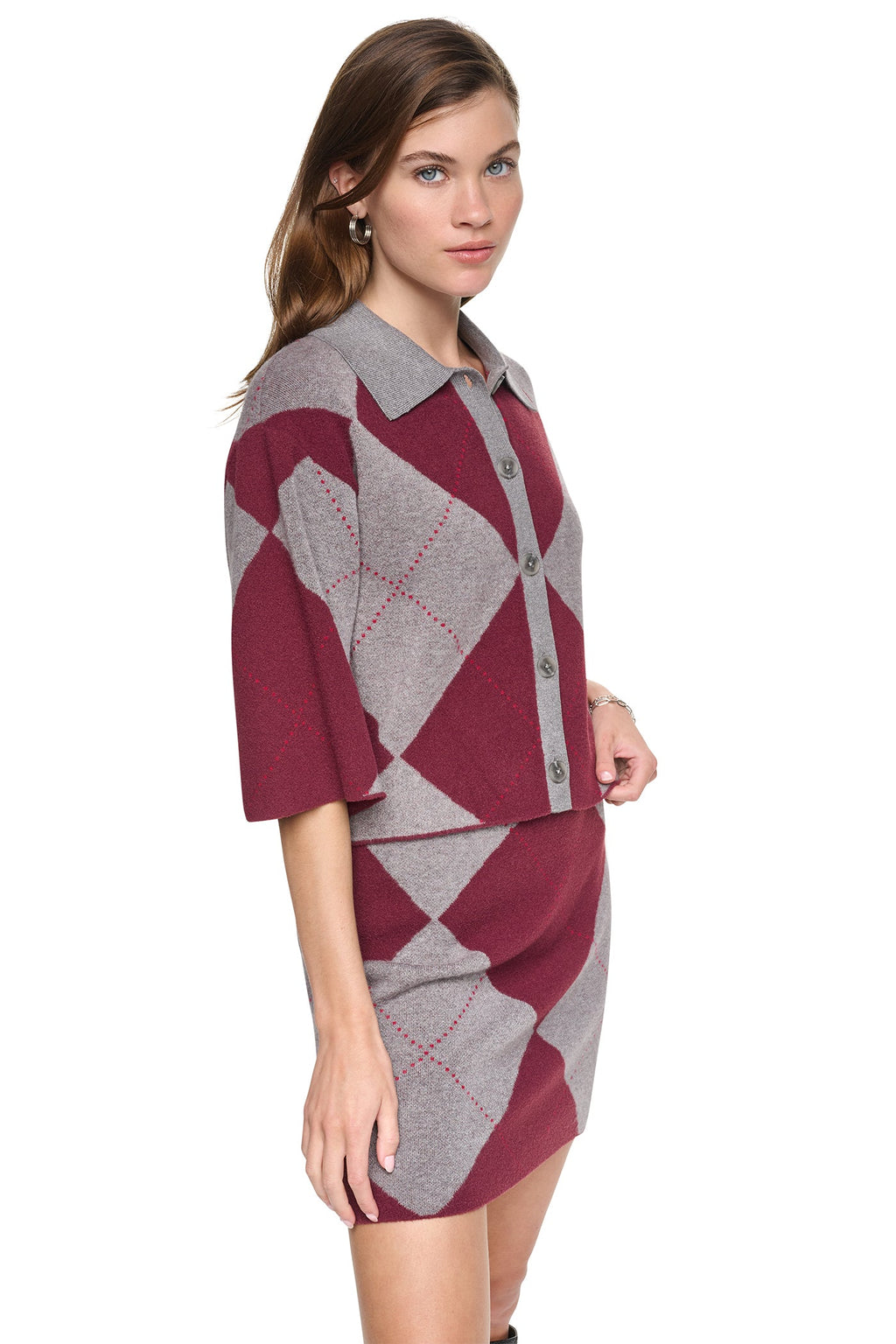 FUZZY ARGYLE CARDIGAN