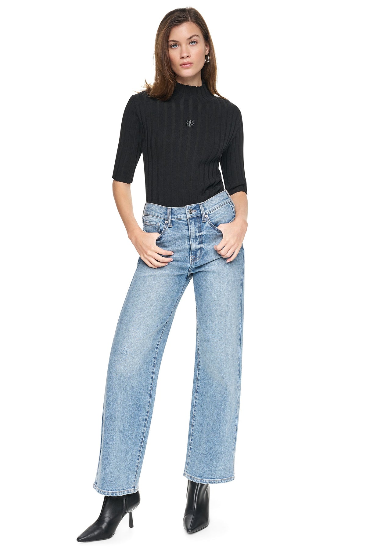 ELBOW SLEEVE WIDE RIB SWEATER