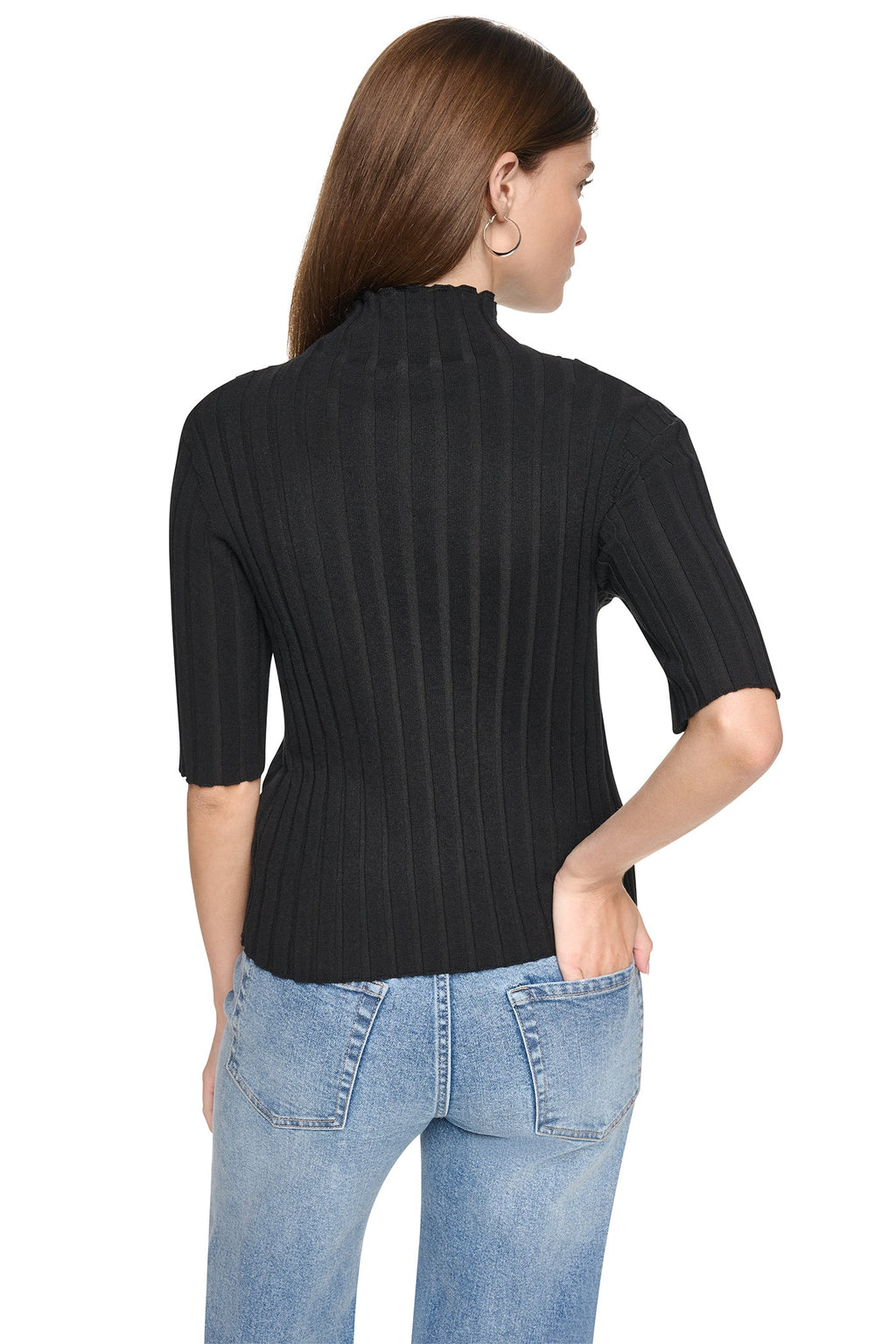 ELBOW SLEEVE WIDE RIB SWEATER