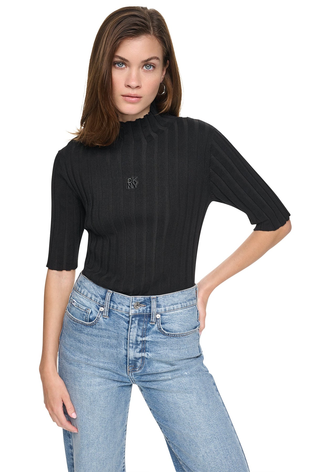 ELBOW SLEEVE WIDE RIB SWEATER