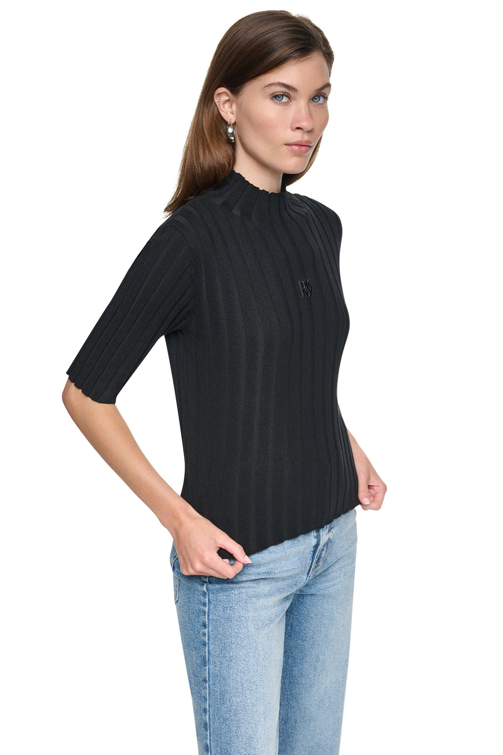 ELBOW SLEEVE WIDE RIB SWEATER