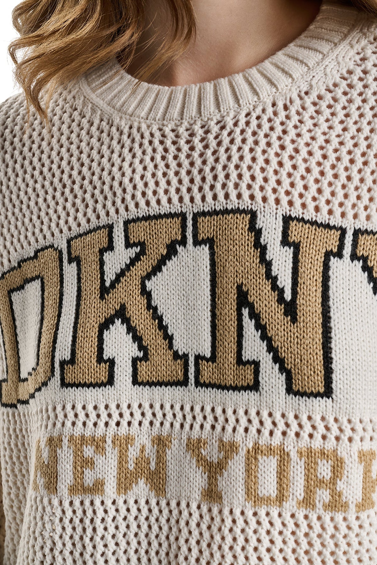 OPEN STITCH VARSITY LOGO SWEATER