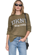 OPEN STITCH VARSITY LOGO SWEATER