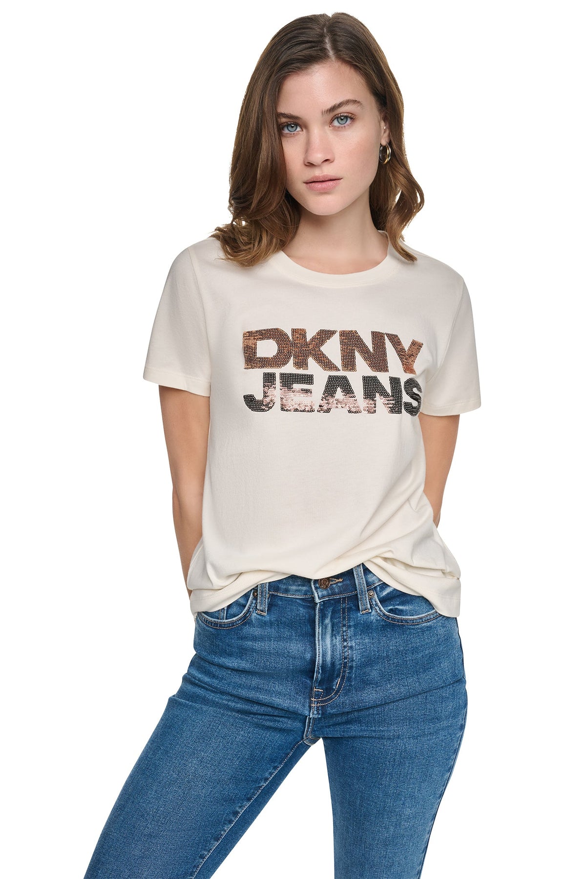 SEQUIN STACKED LOGO TEE