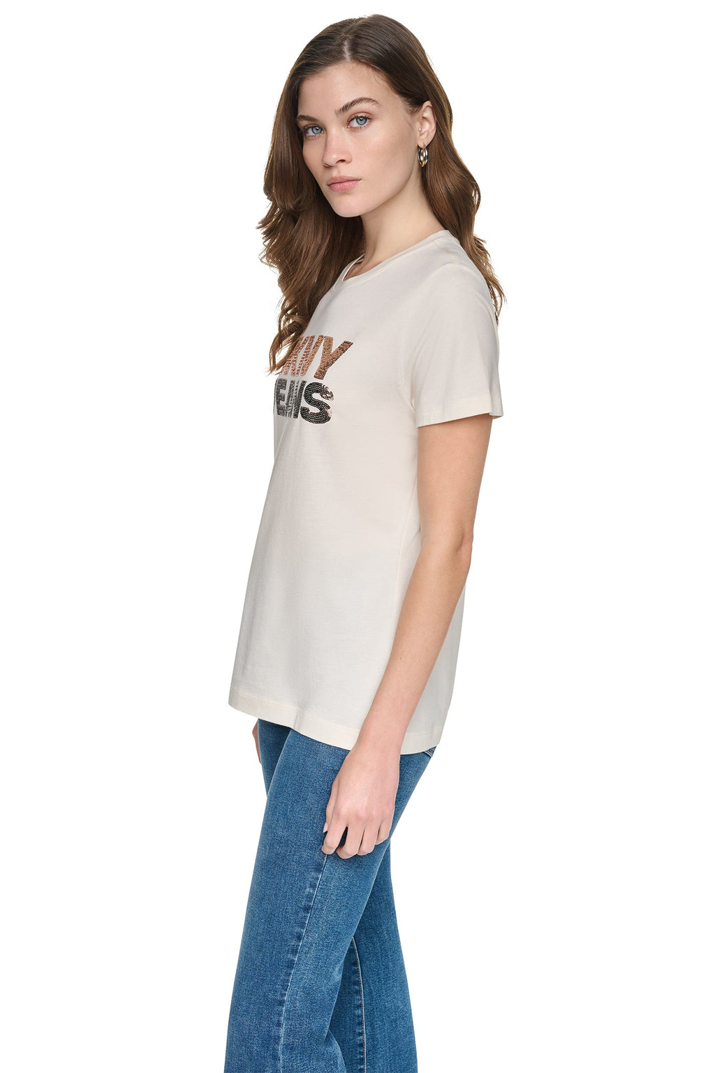 SEQUIN STACKED LOGO TEE