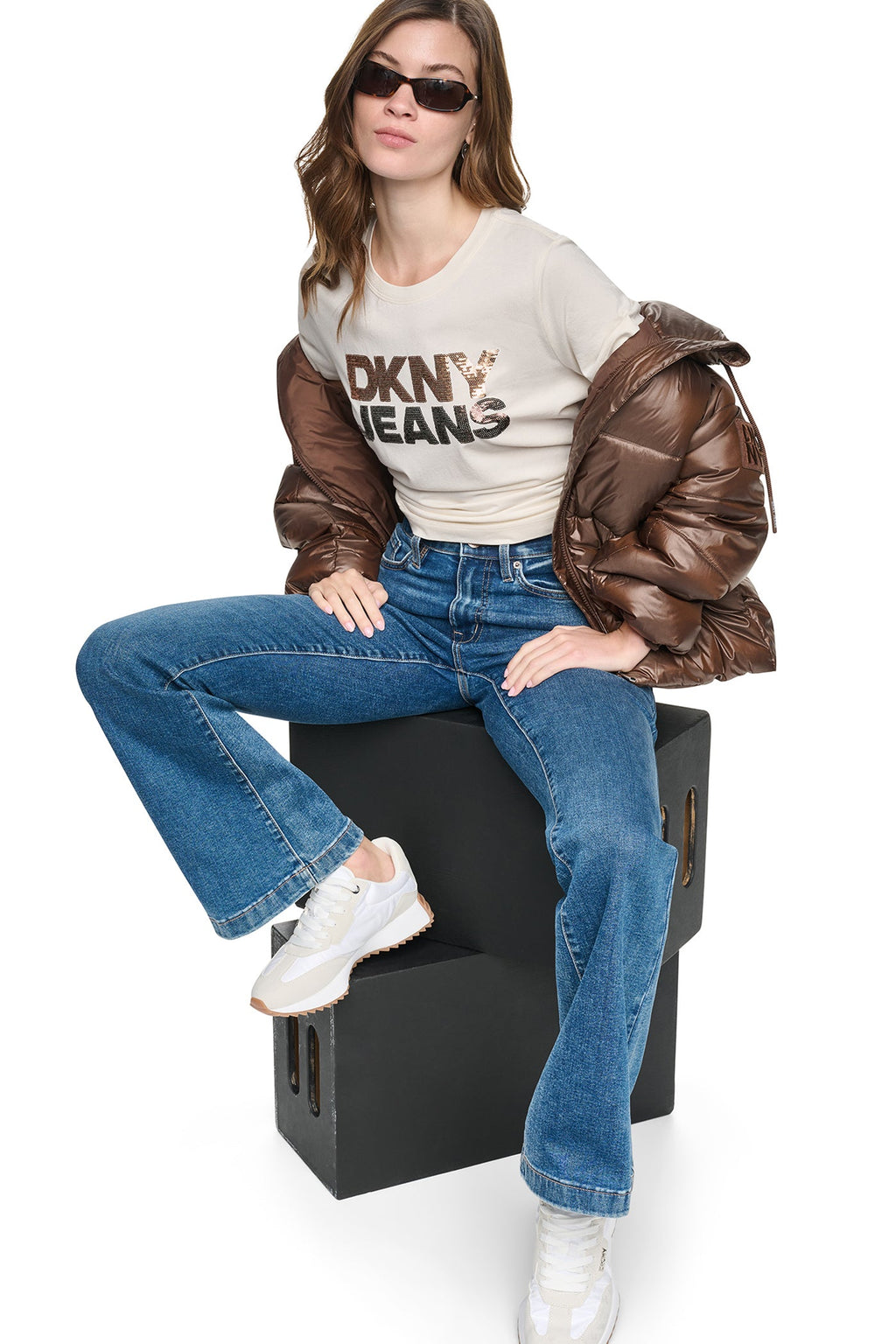SEQUIN STACKED LOGO TEE