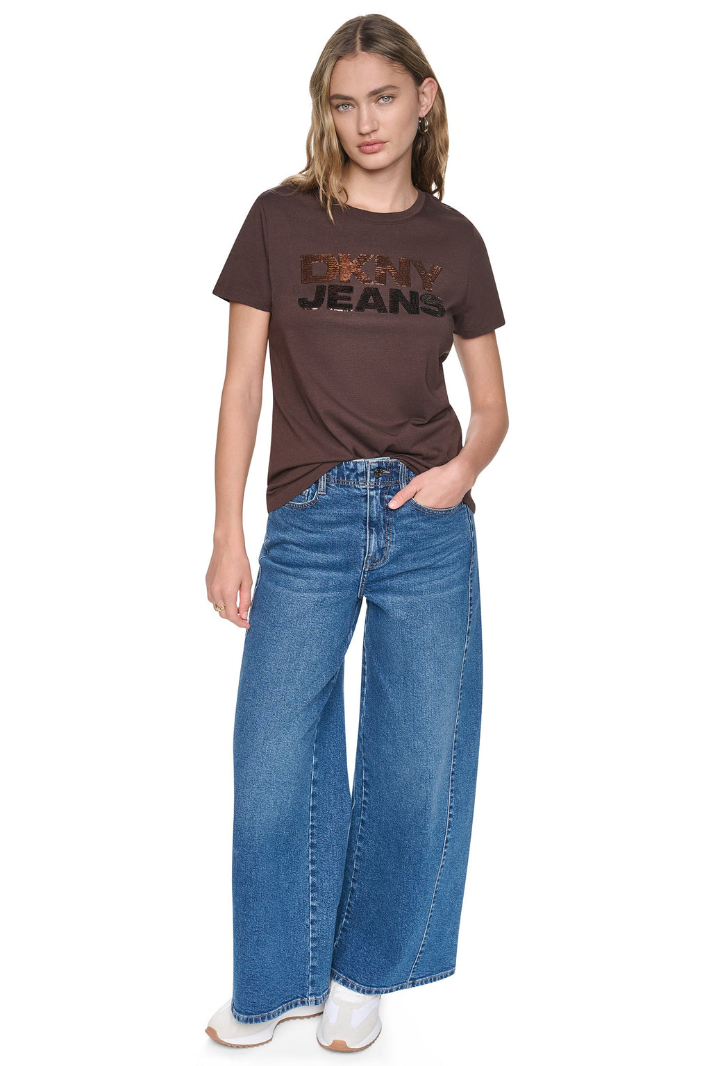 SEQUIN STACKED LOGO TEE