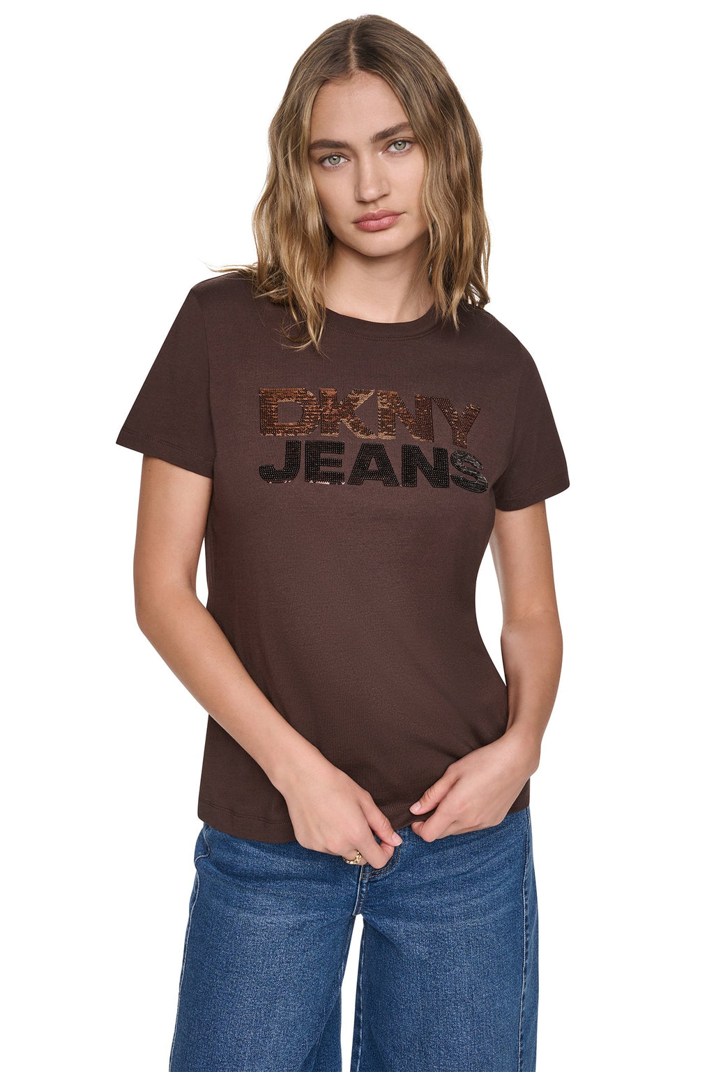 SEQUIN STACKED LOGO TEE