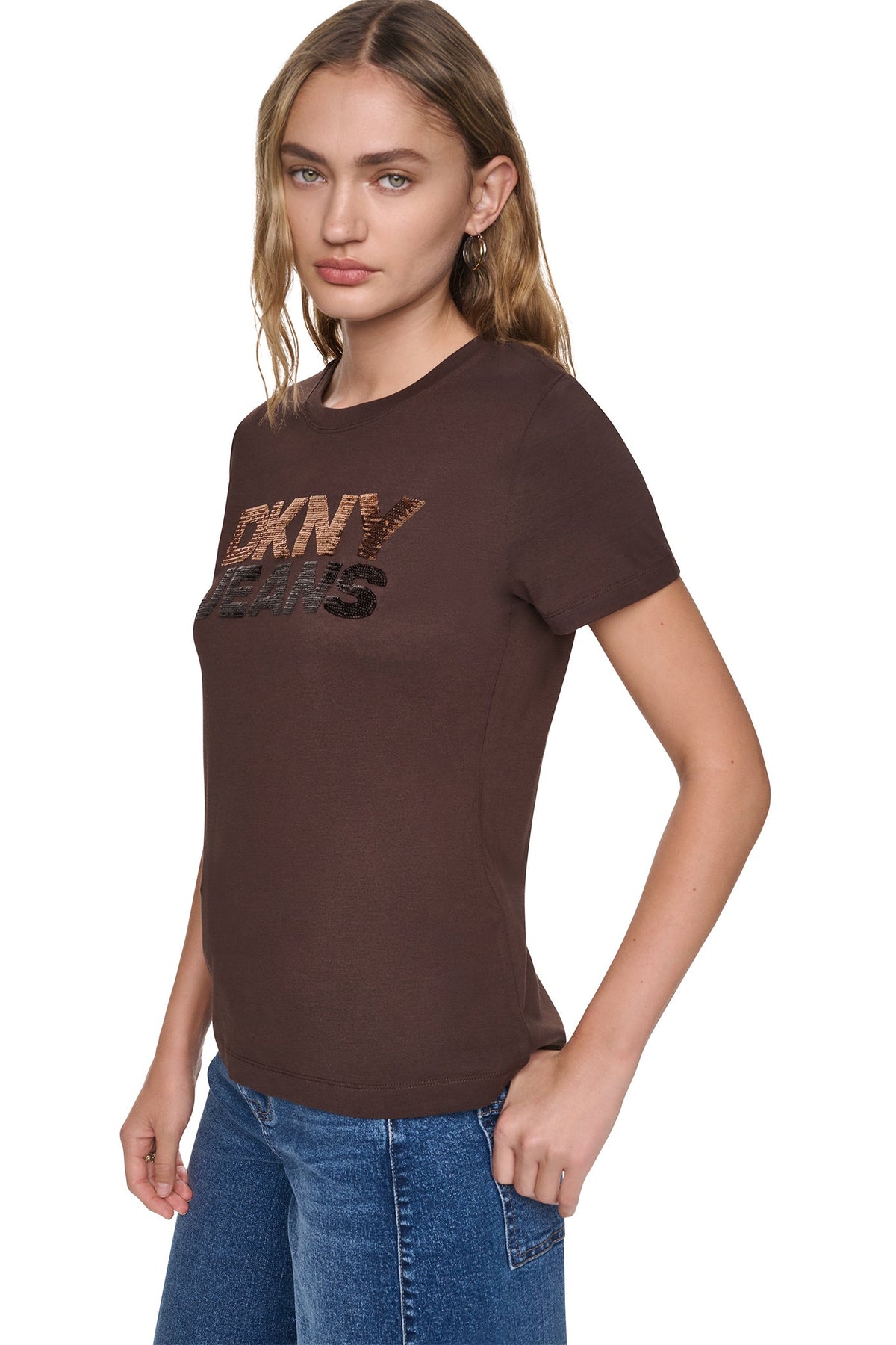 SEQUIN STACKED LOGO TEE
