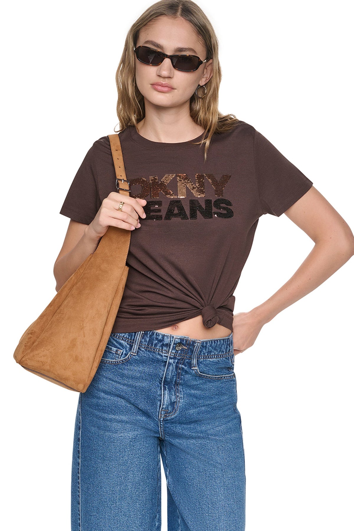 SEQUIN STACKED LOGO TEE