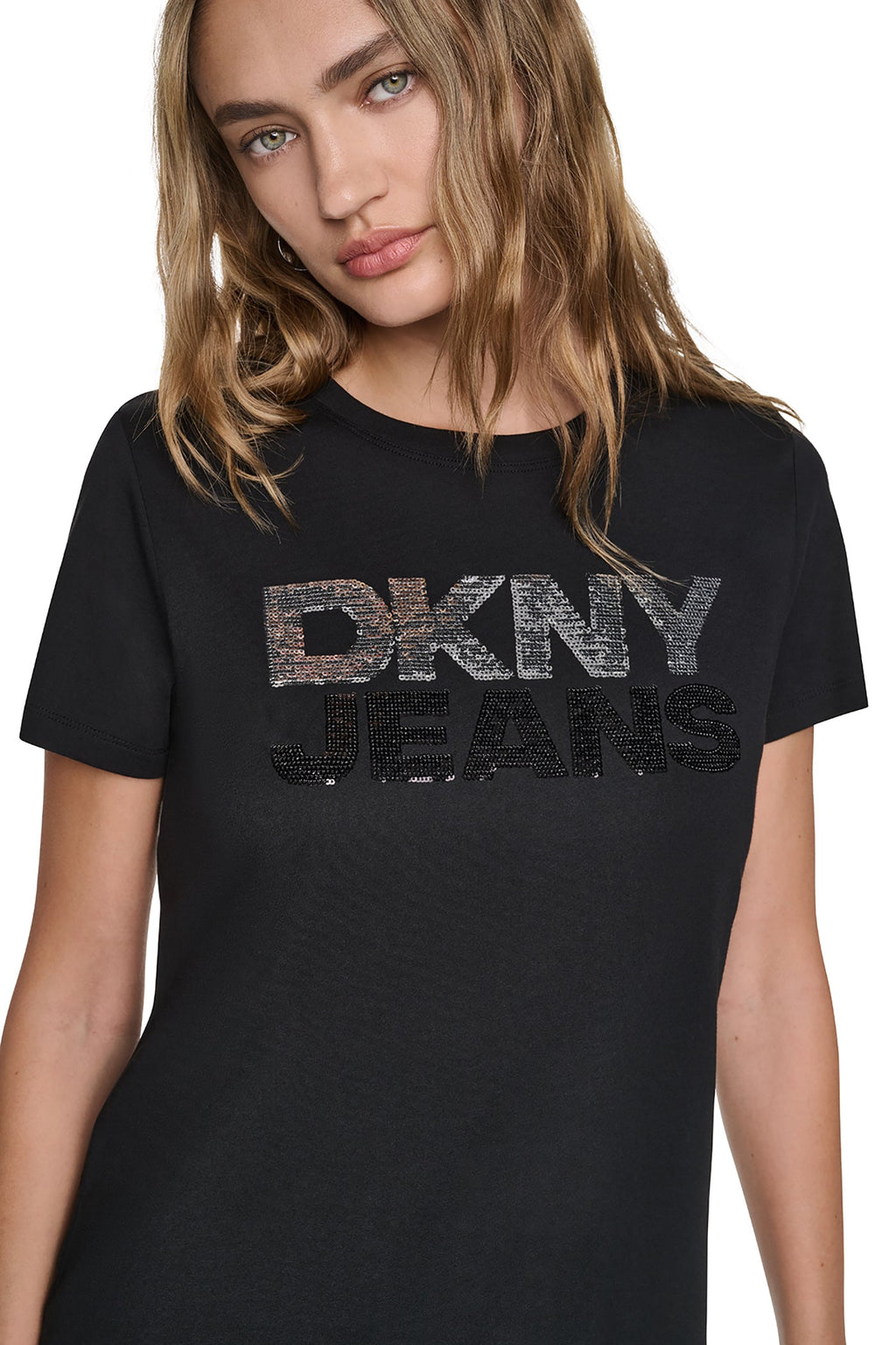 SEQUIN STACKED LOGO TEE