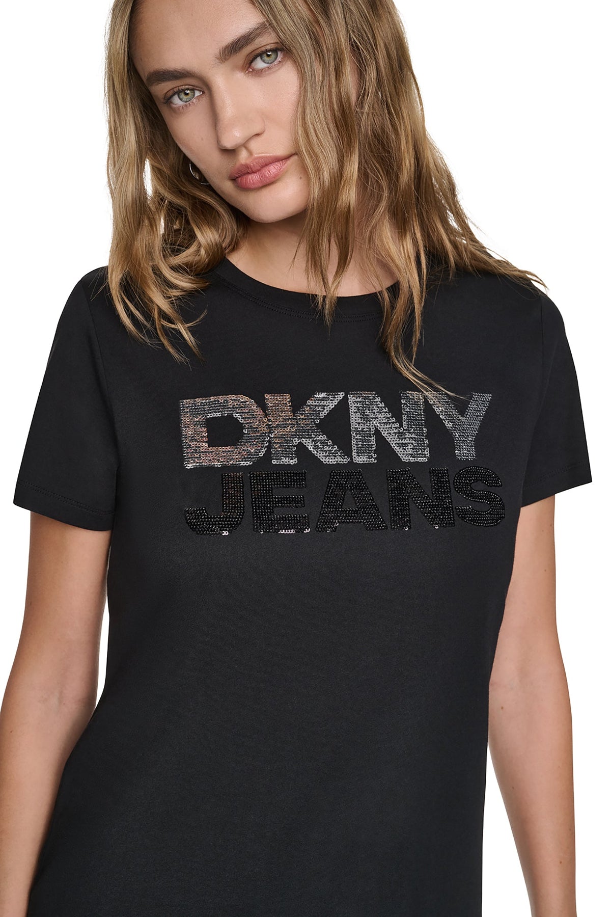 SEQUIN STACKED LOGO TEE