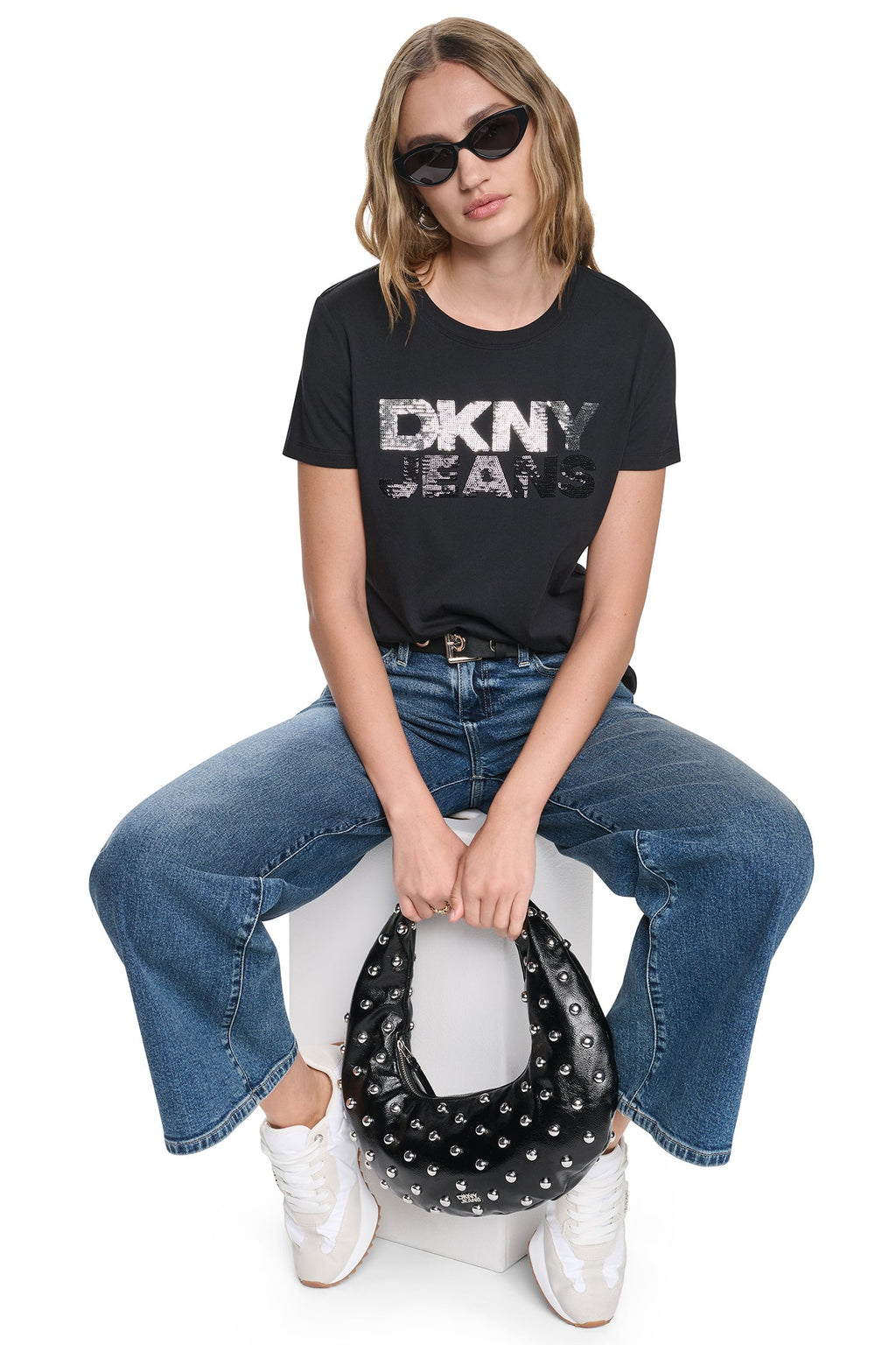 SEQUIN STACKED LOGO TEE