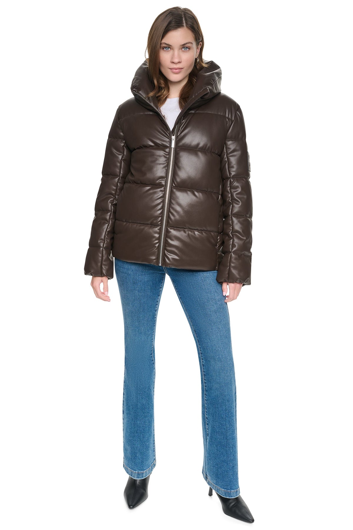 FAUX LEATHER PUFFER JACKET
