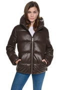 FAUX LEATHER PUFFER JACKET